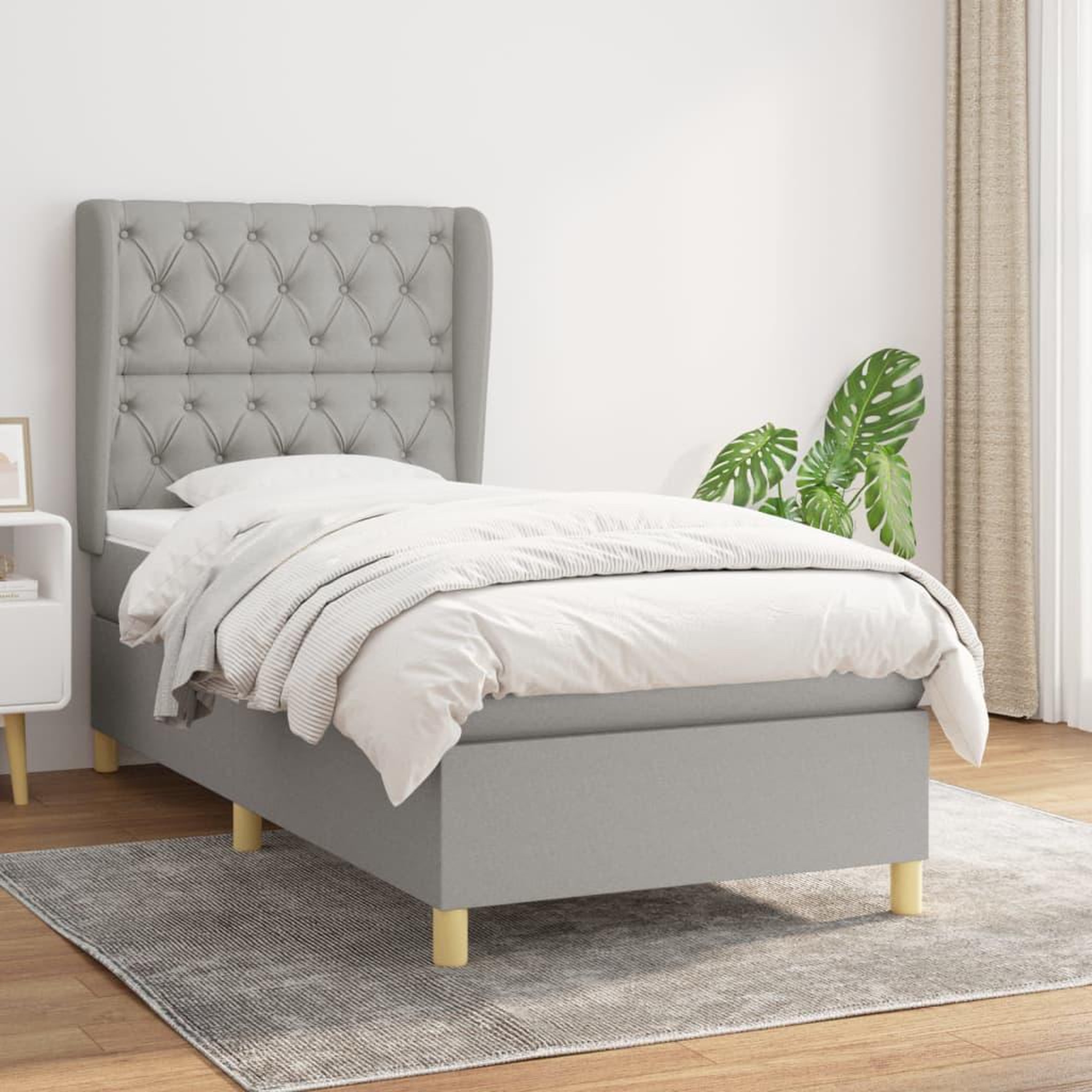 Voir la diapositive 1 : VIDAXL Sommier a lattes de lit avec matelas Gris clair 80x200 cm Tissu