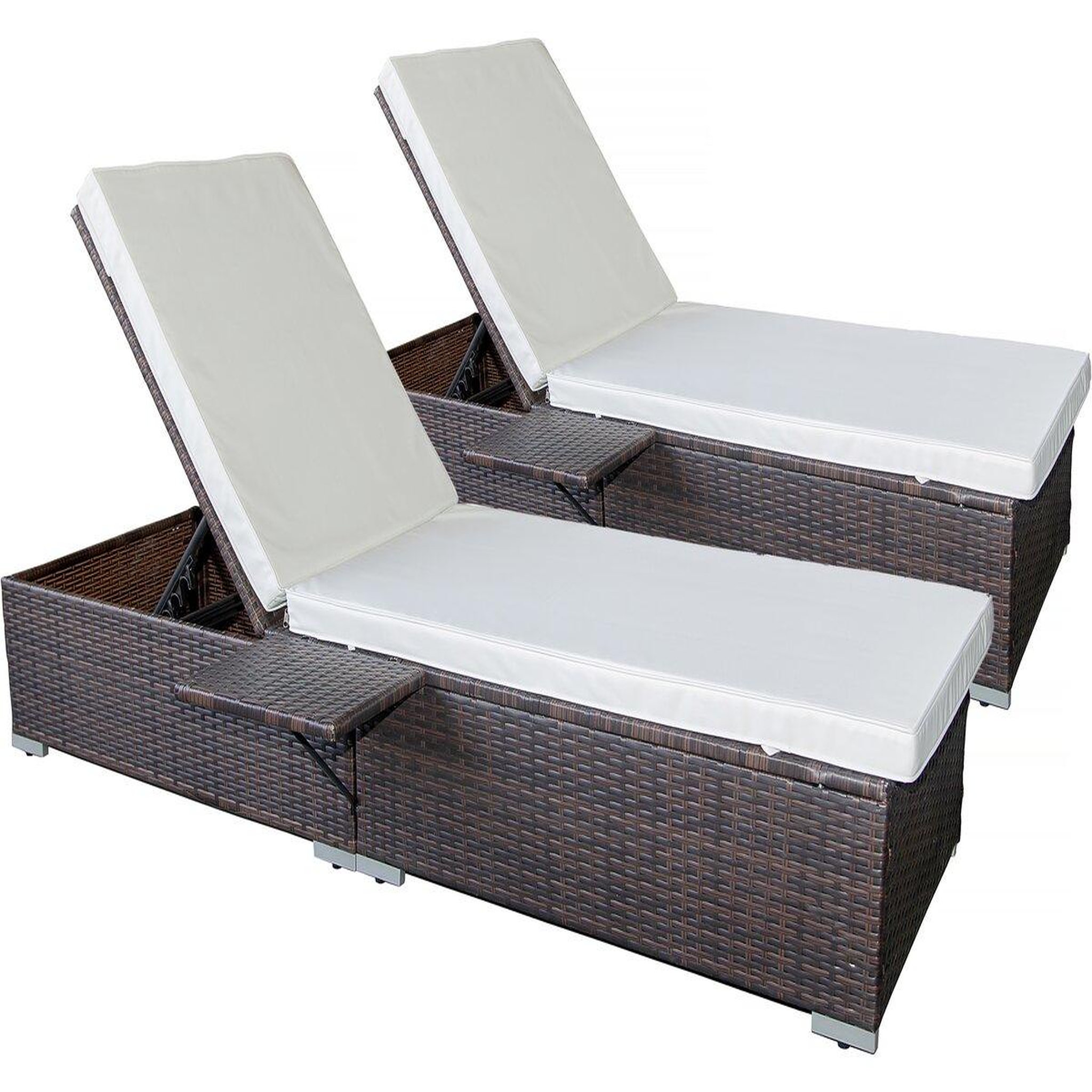 Voir la diapositive 1 : Habitat et Jardin Lot de 2 bains de soleil en résine tressée avec coussins  Alice  - Beige