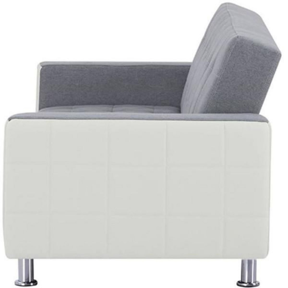 MARKET24 Canapé Droit Clic clac convertible 3 places IVANA - Tissu et PU Gris foncé et blanc - Style contemporain - L 208 x P 86 x H 80