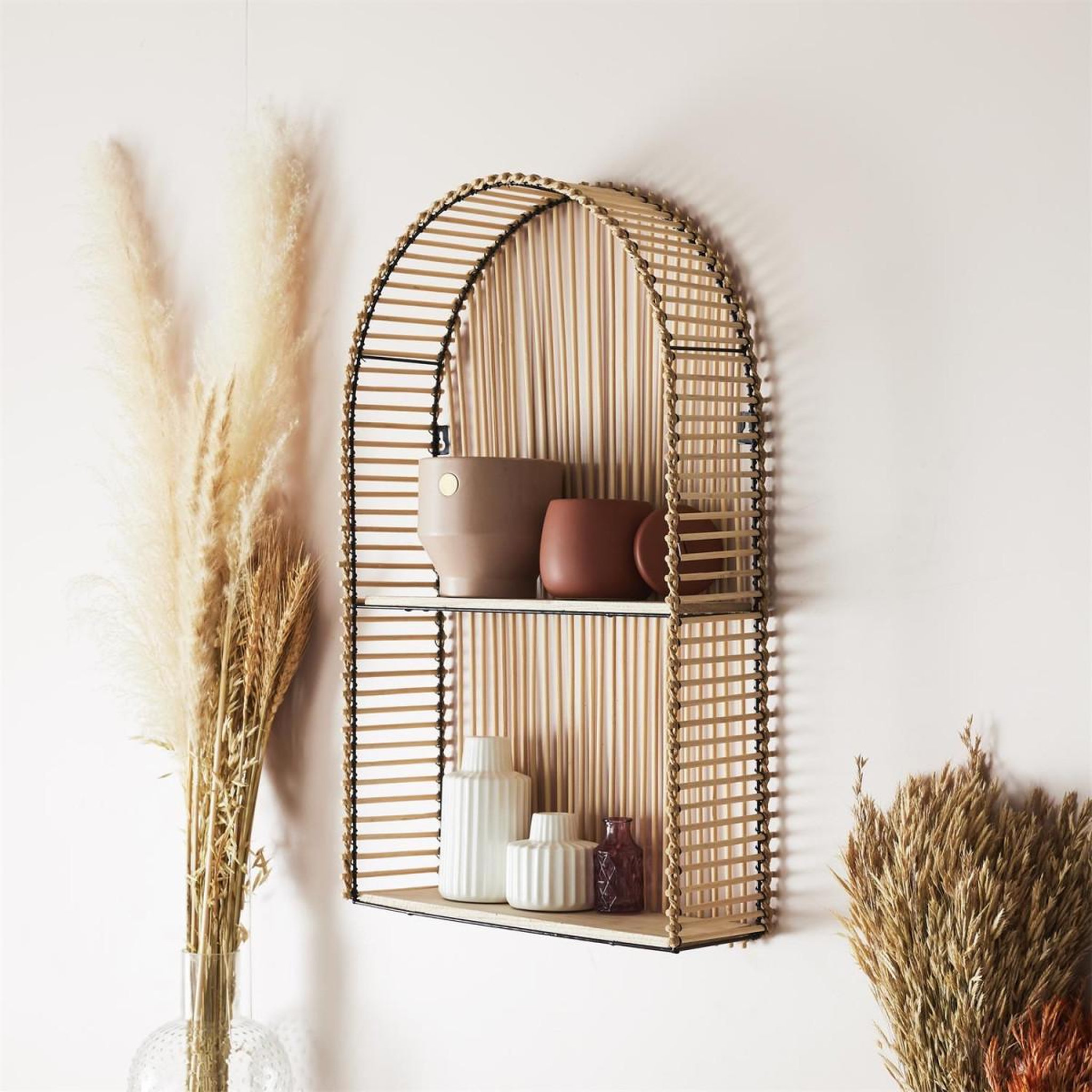Voir la diapositive 3 : The Home Deco Factory Étagère murale fenêtre déco  java  61cm beige