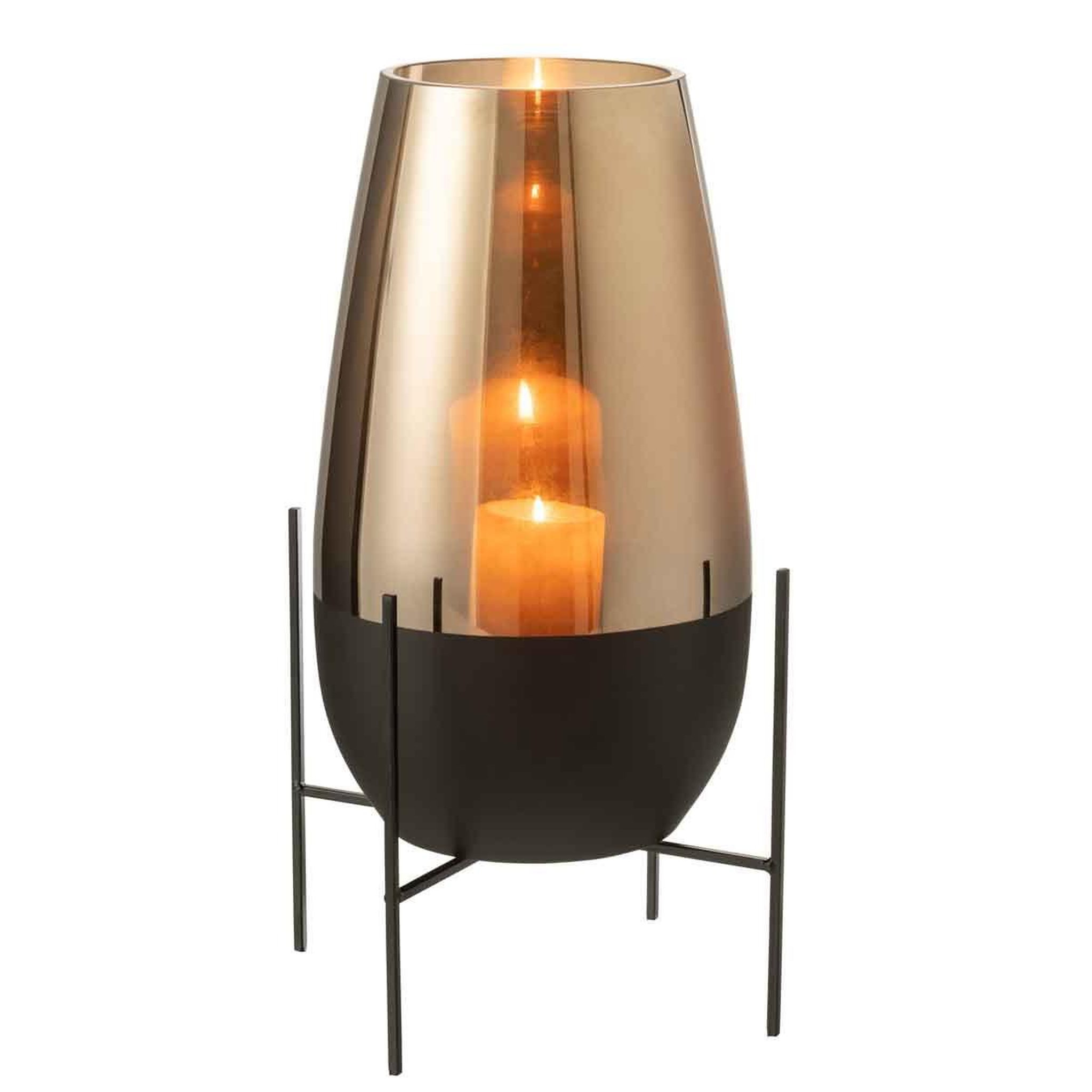 Voir la diapositive 2 : J-LINE Vase en verre design  milan  48cm or & noir