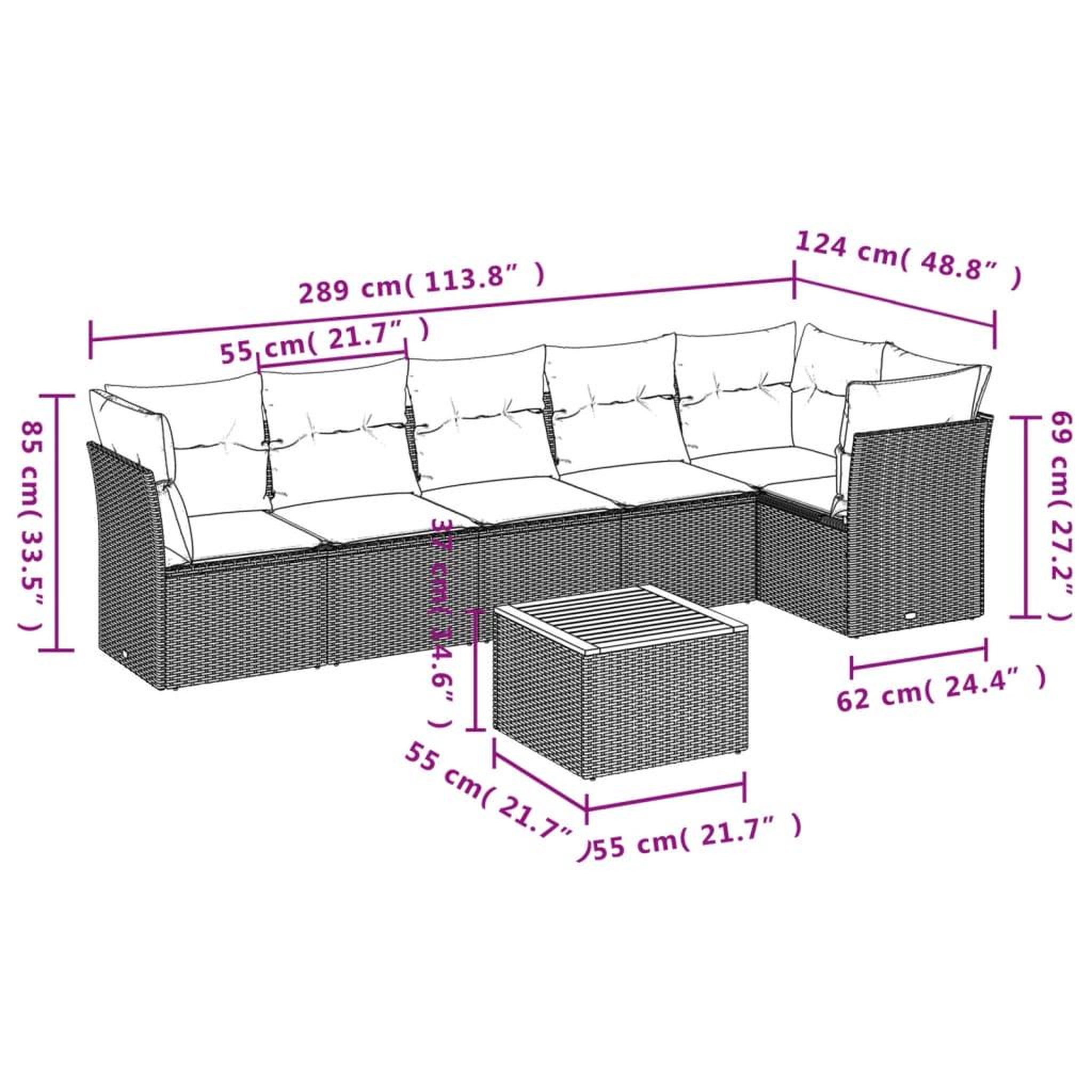 Voir la diapositive 4 : VIDAXL Salon de jardin 7 pcs avec coussins noir resine tressee