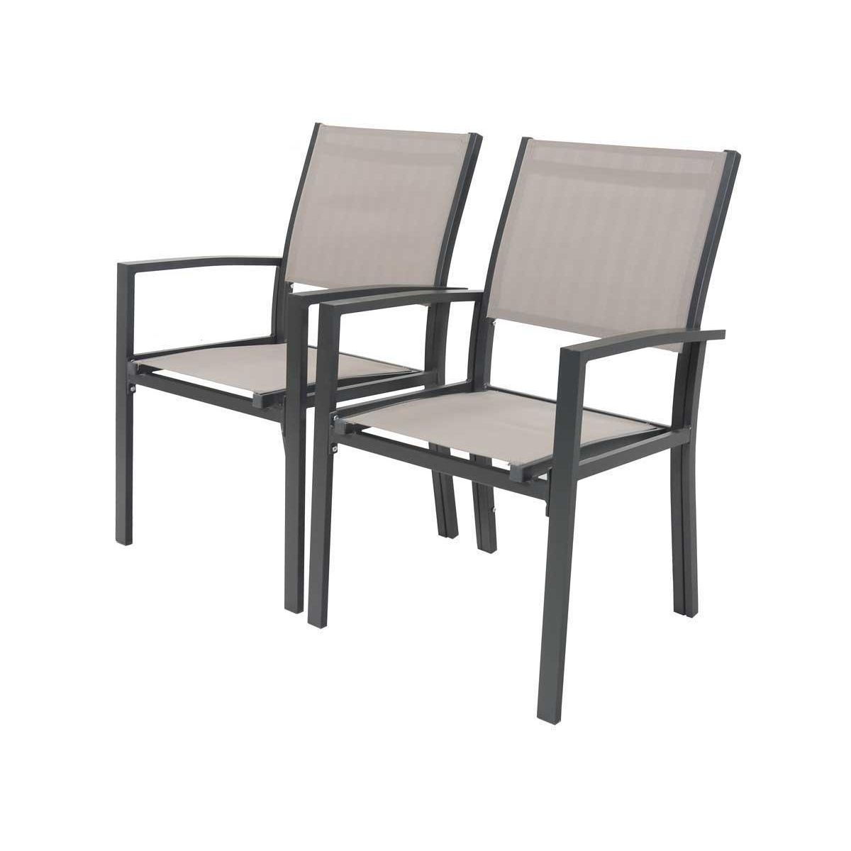 Habitat et Jardin Fauteuil jardin Alu/Textilène  Tropic  - Phoenix - Taupe - Lot de 2