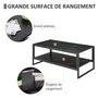 Voir la diapositive 5 : HOMCOM Table Basse Style Moderne avec 2 Étagères 106 x 50 x 47 cm Noir