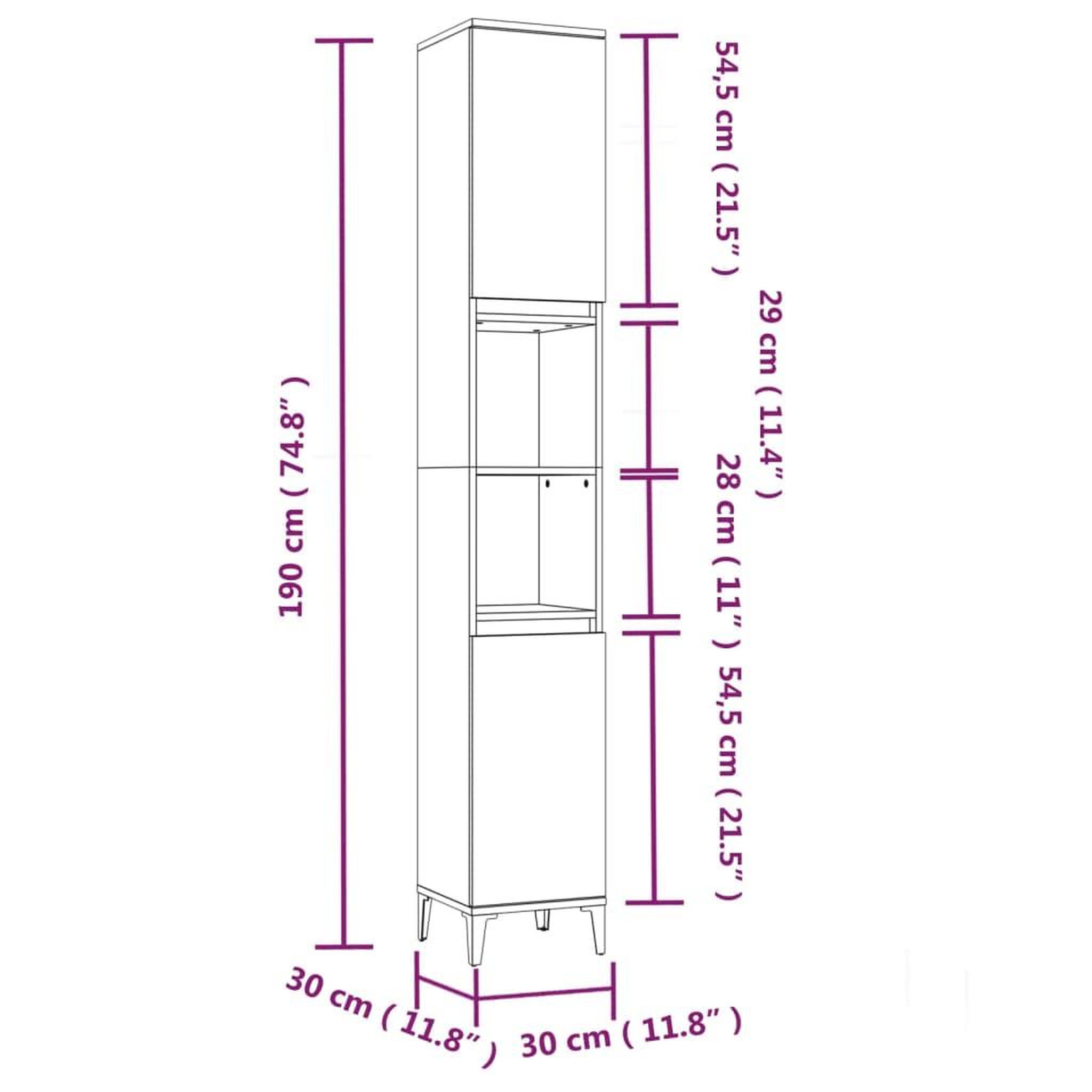 Voir la diapositive 6 : VIDAXL Armoire de salle de bain blanc 30x30x190 cm bois d'ingenierie