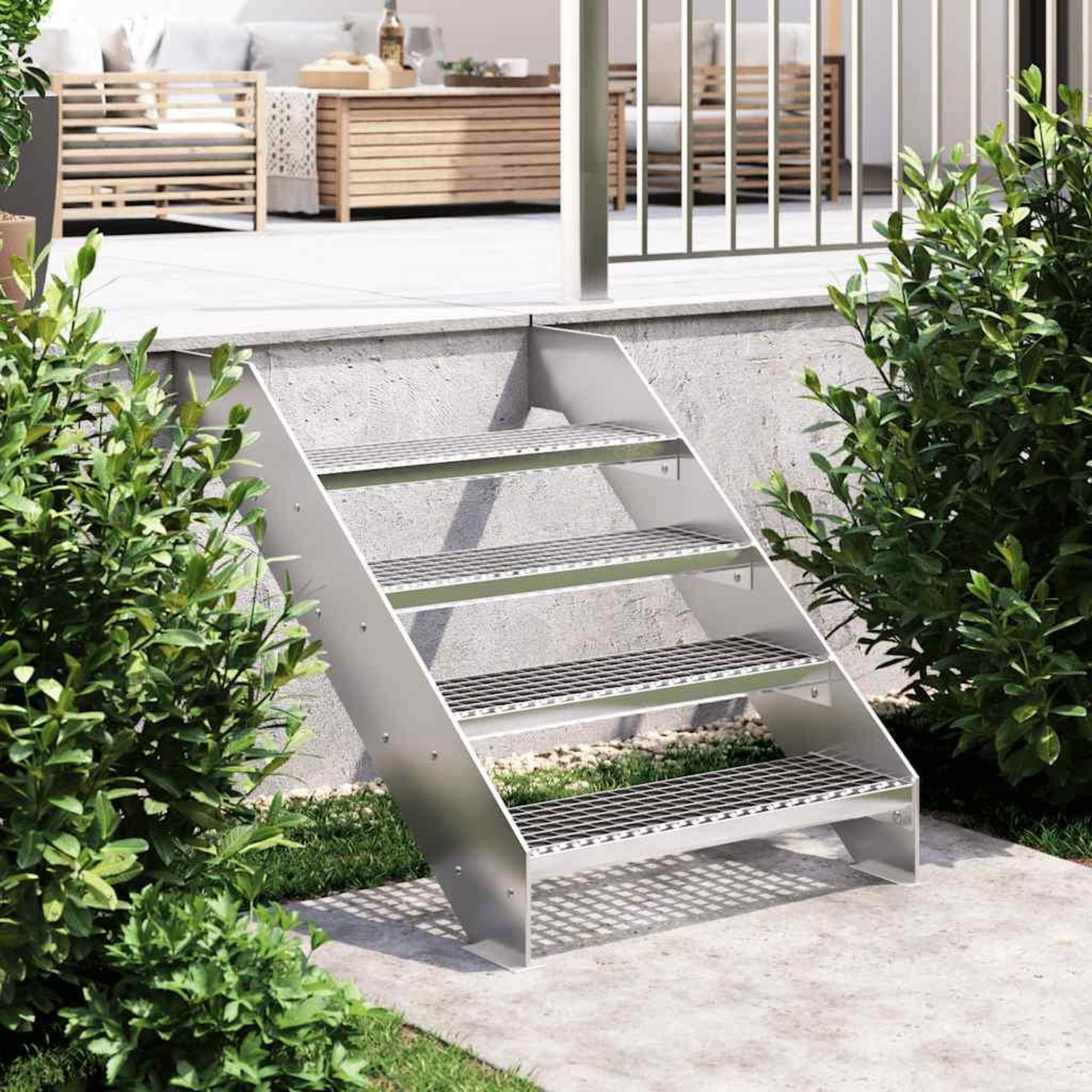 VIDAXL Escalier en caillebotis 70x24x7 cm acier galvanise