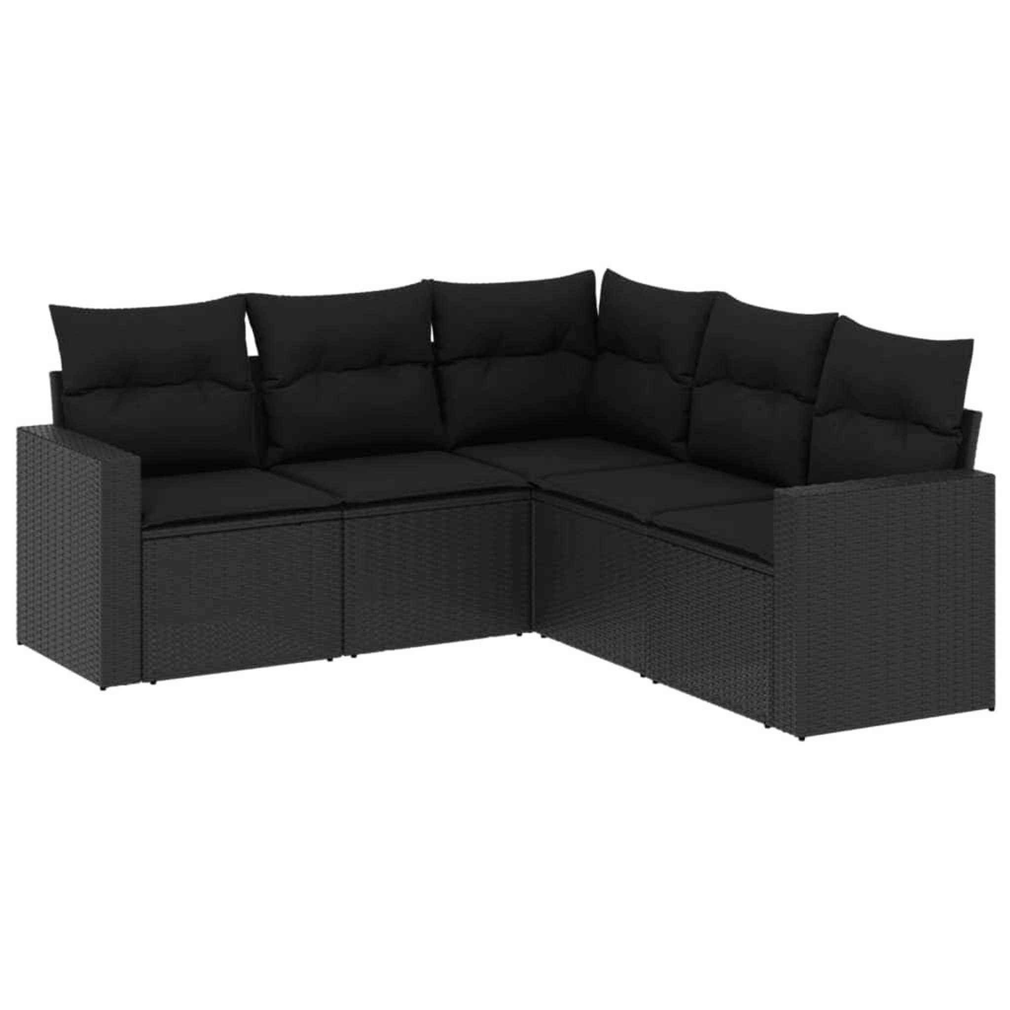 Voir la diapositive 2 : VIDAXL Salon de jardin 5 pcs avec coussins noir resine tressee