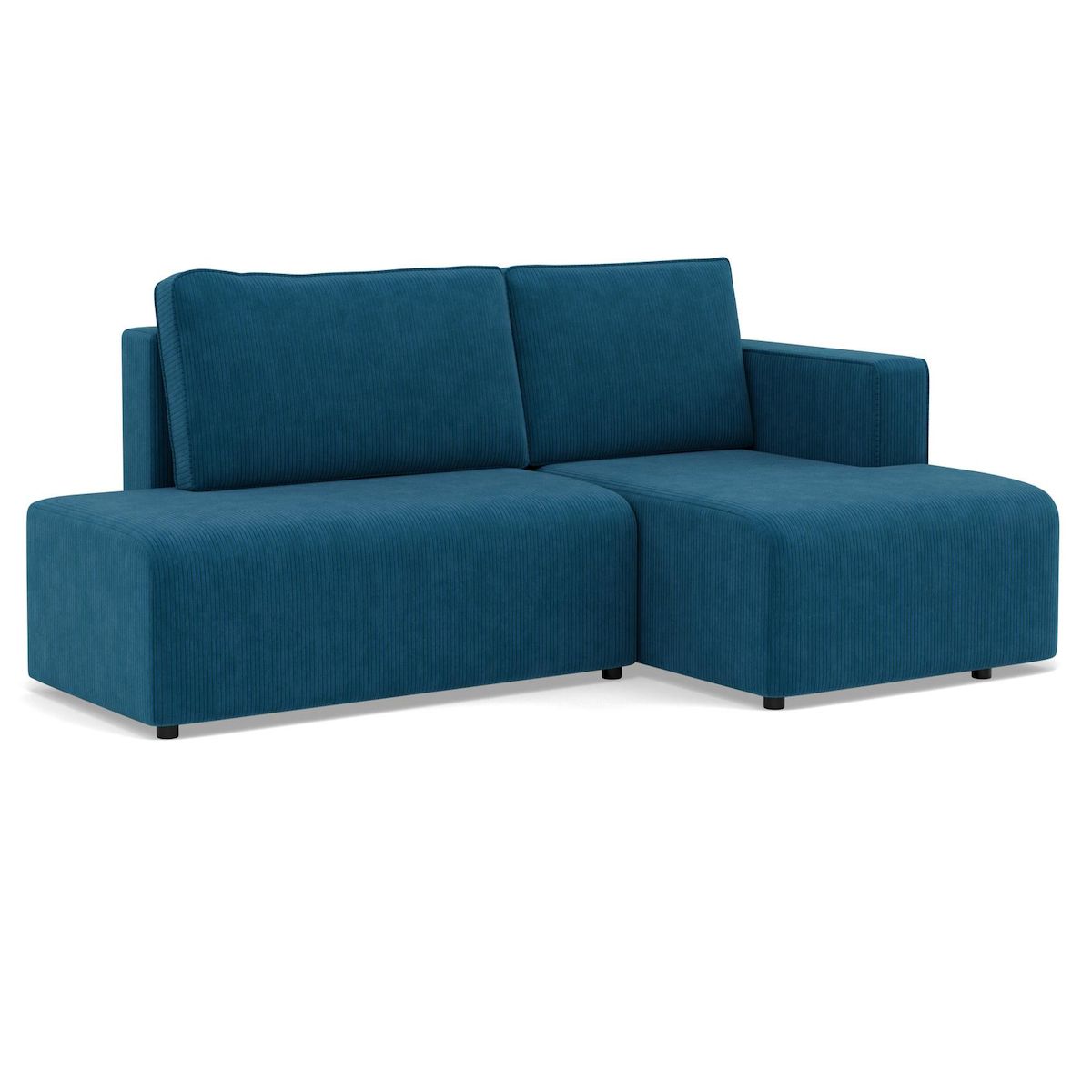 BEST MOBILIER Topaze - canapé d'angle droit 4 places convertible avec coffre en velours côtelé