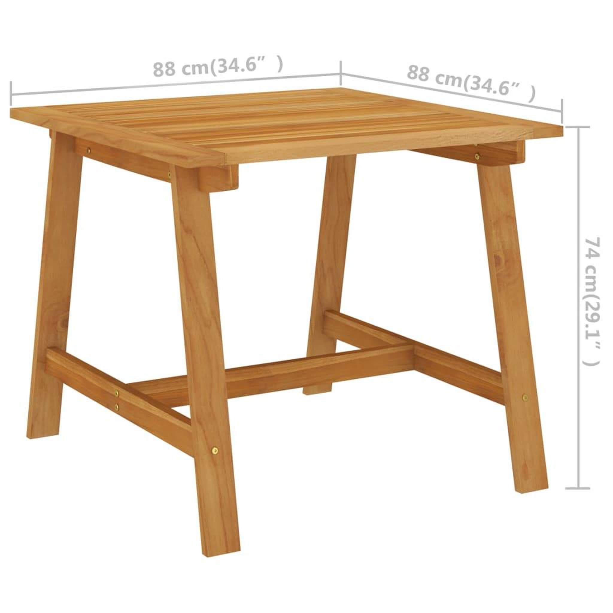 Voir la diapositive 6 : VIDAXL Table a manger de jardin 88x88x74 cm Bois d'acacia massif