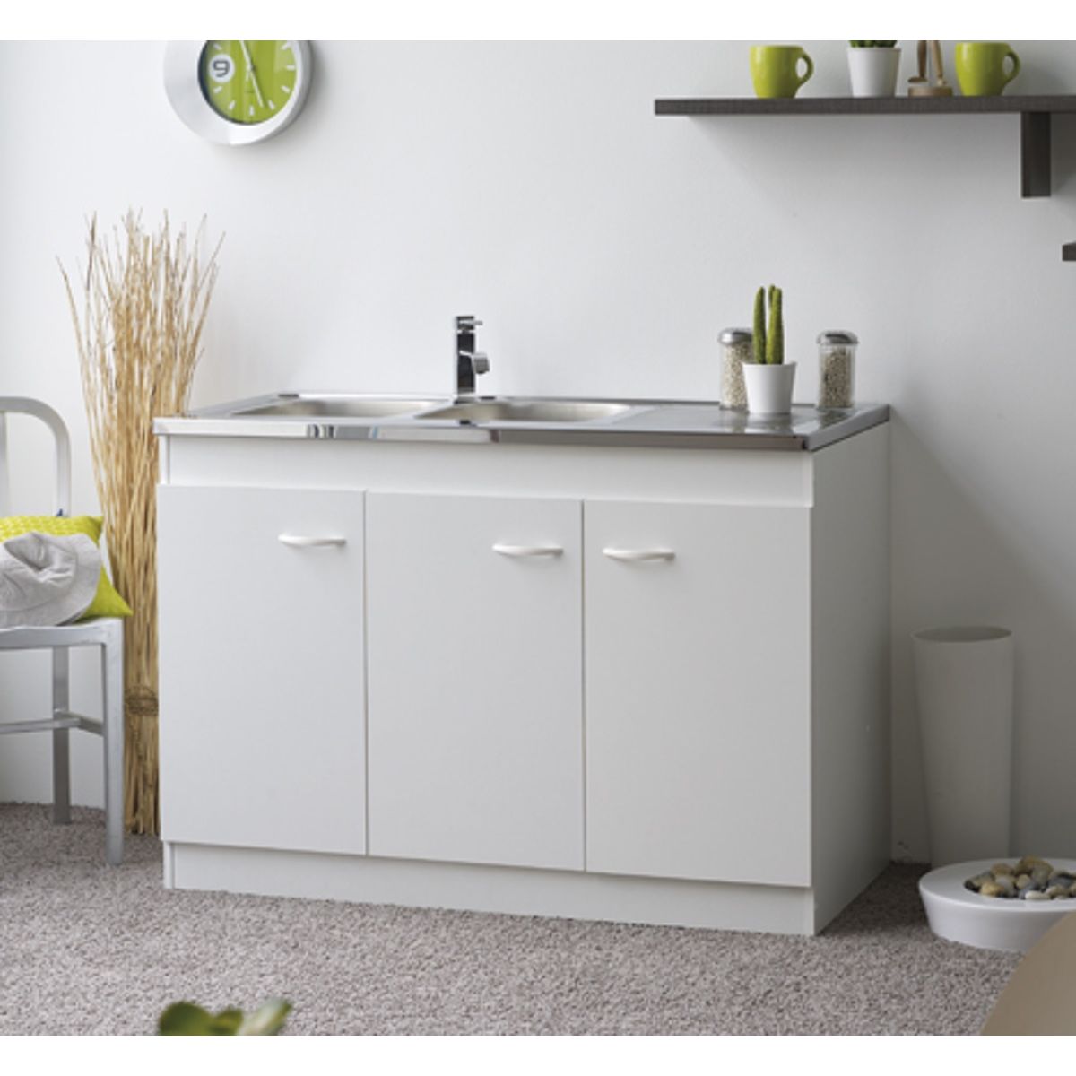 Meuble de cuisine sous évier 3 portes L120 cm PRIXY