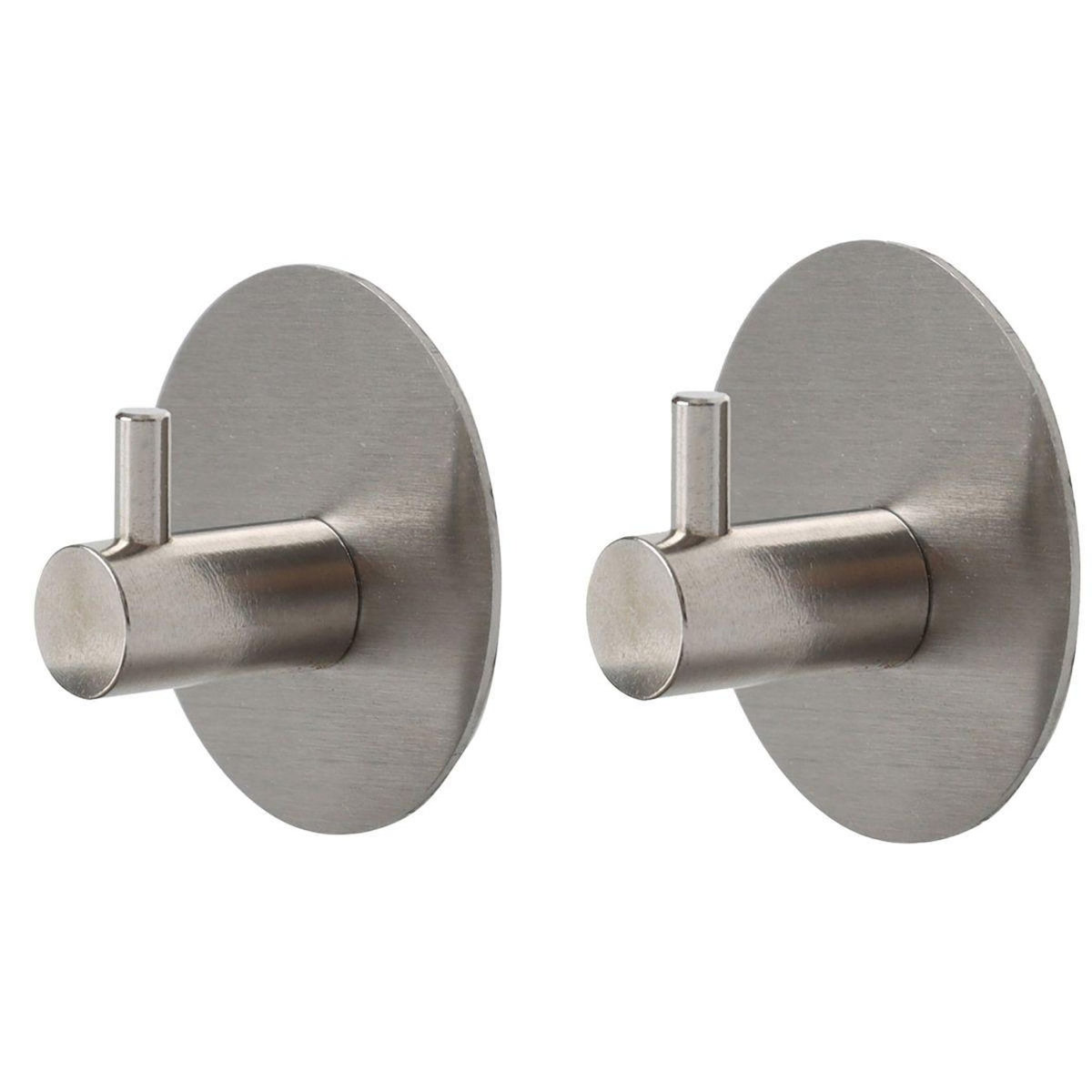 Paris Prix Lot de 2 Patères Adhésives Rondes  Fixeo  5cm Chrome