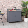 Voir la diapositive 2 : OUTSUNNY Armoire de rangement de jardin sur pied, table de rempotage 2 en 1 double porte, étagère, plateau métal galvanisé - bois sapin gris