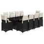 Voir la diapositive 2 : VIDAXL Ensemble de bistro de jardin 11 pcs coussins noir poly rotin