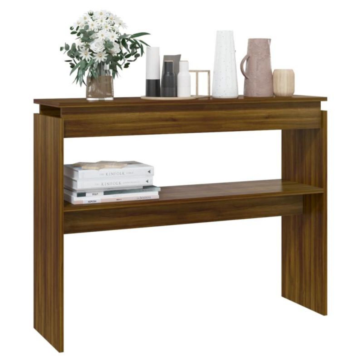VIDAXL Table console Chêne marron 102x30x80 cm Bois d ingénierie