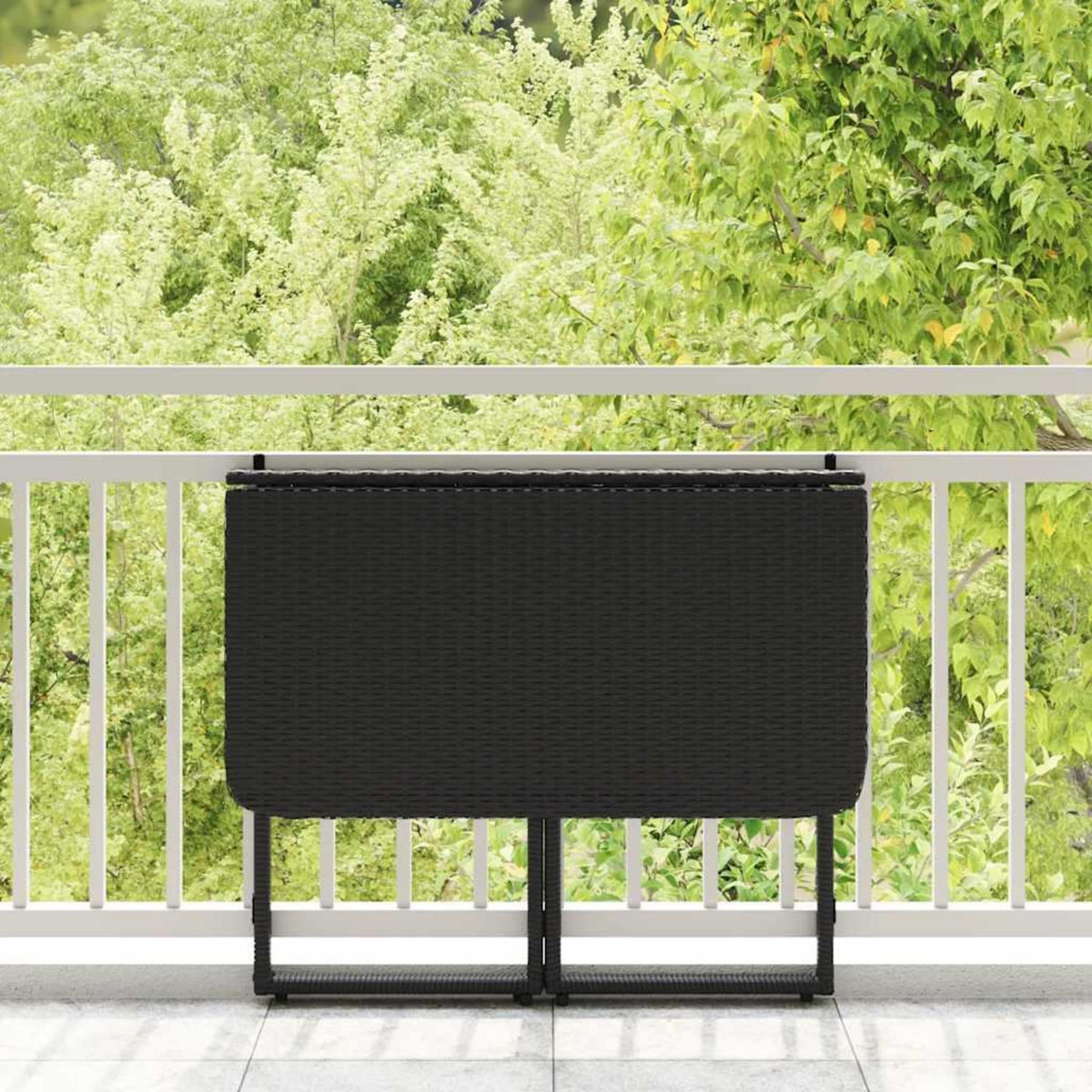 VIDAXL Table de jardin pliante noir 90 x 51 x 75 cm polyrotin