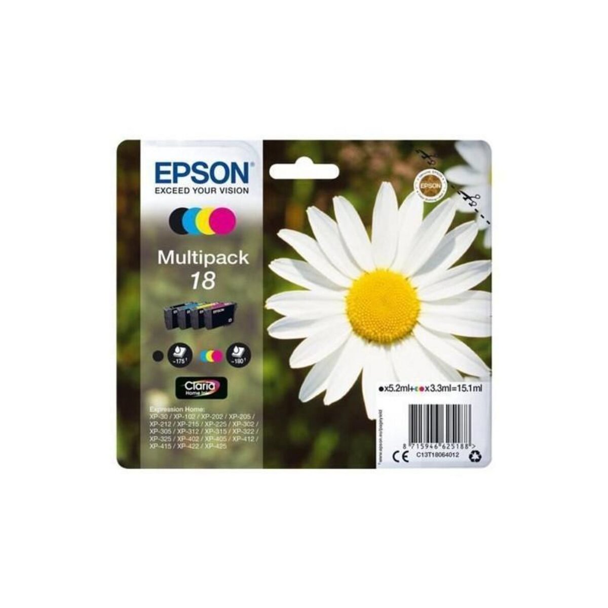 Epson EPSON Multipack T1806 - Paquerette - Noir, Cyan, Magenta, Jaune