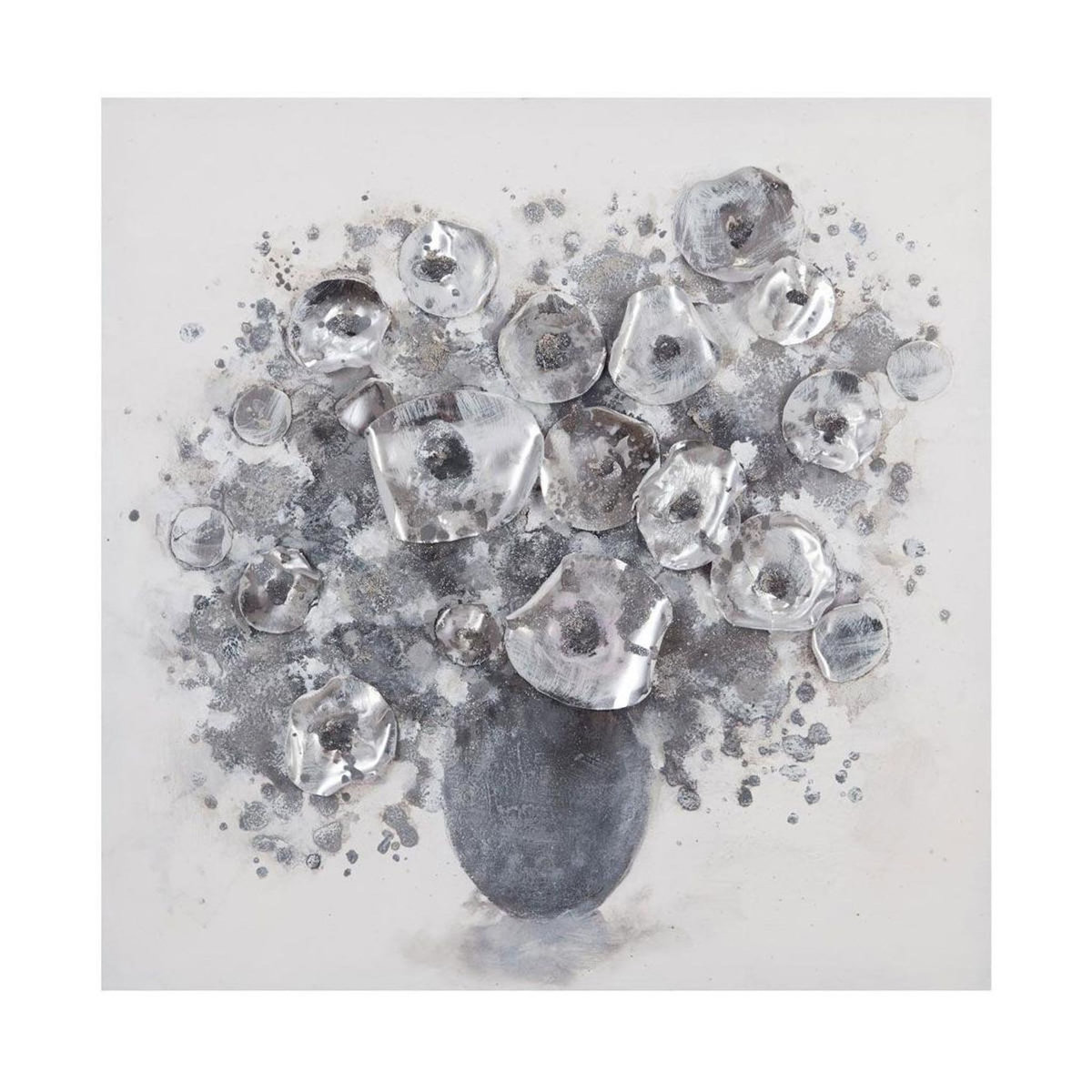 ATMOSPHERA Tableau en Toile Peinte  Bouquet  58x58cm Gris