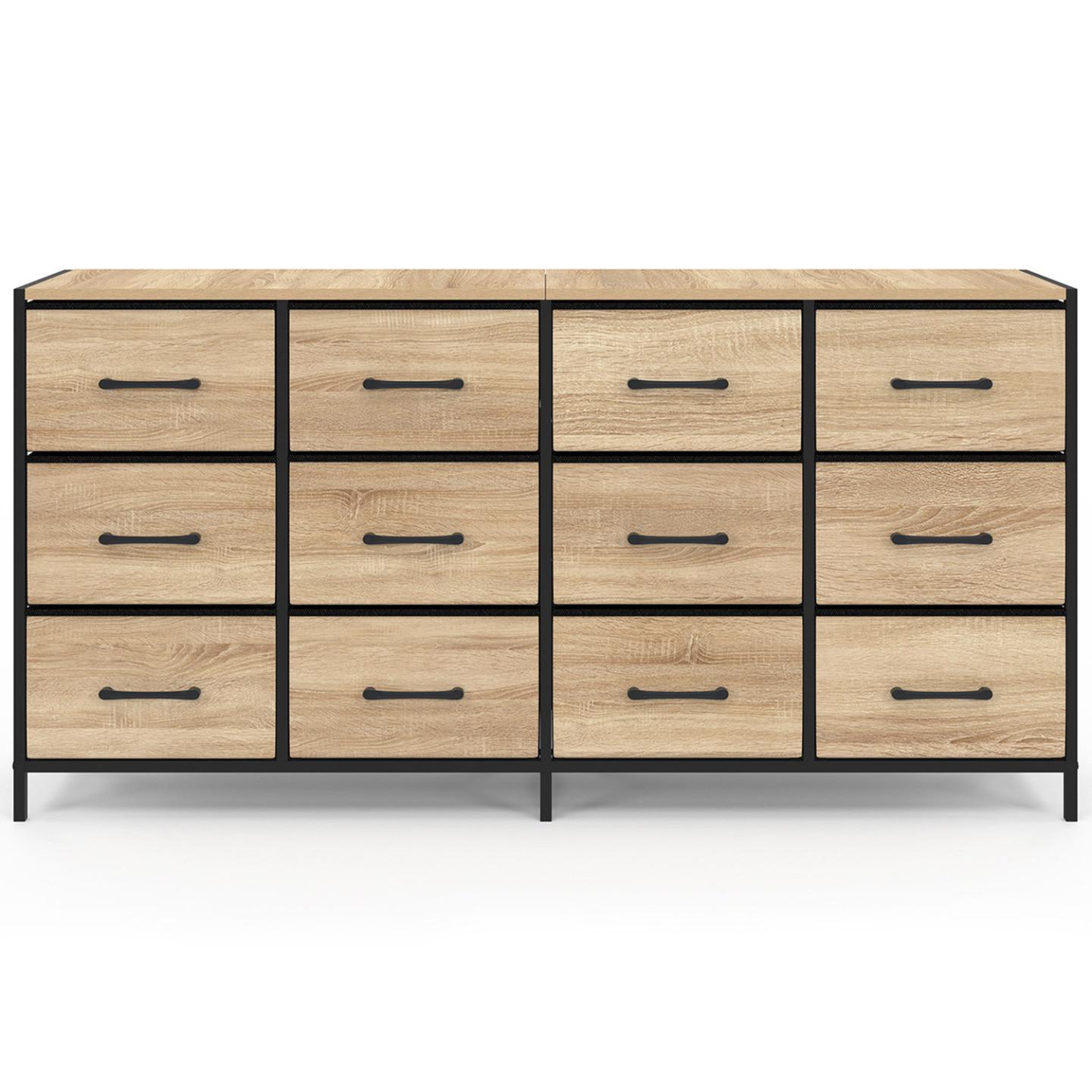 Voir la diapositive 3 : ID MARKET Commode 12 tiroirs en tissu utah 140 cm meuble de rangement design industriel