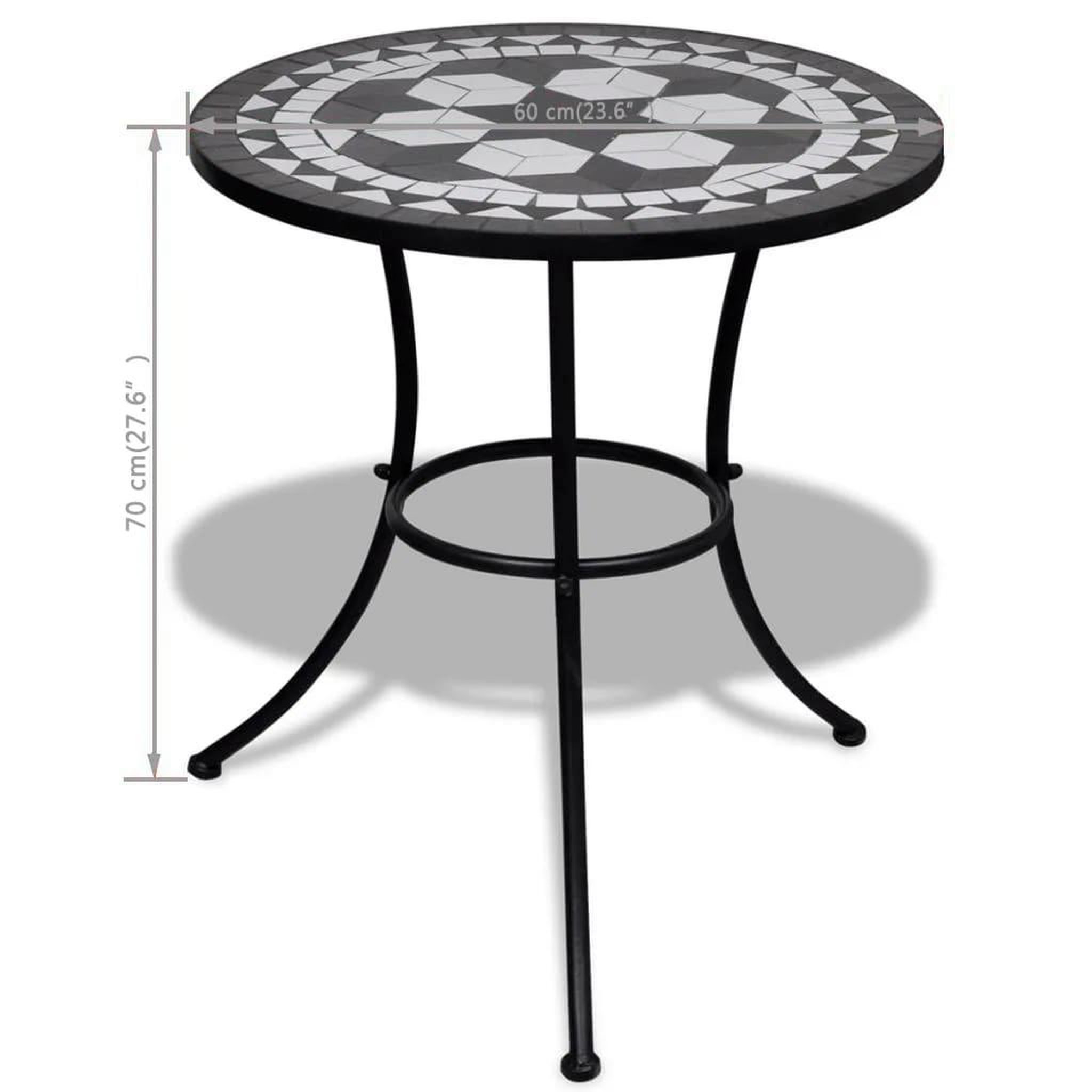 Voir la diapositive 6 : VIDAXL Table de bistro Noir et blanc 60 cm Mosaïque