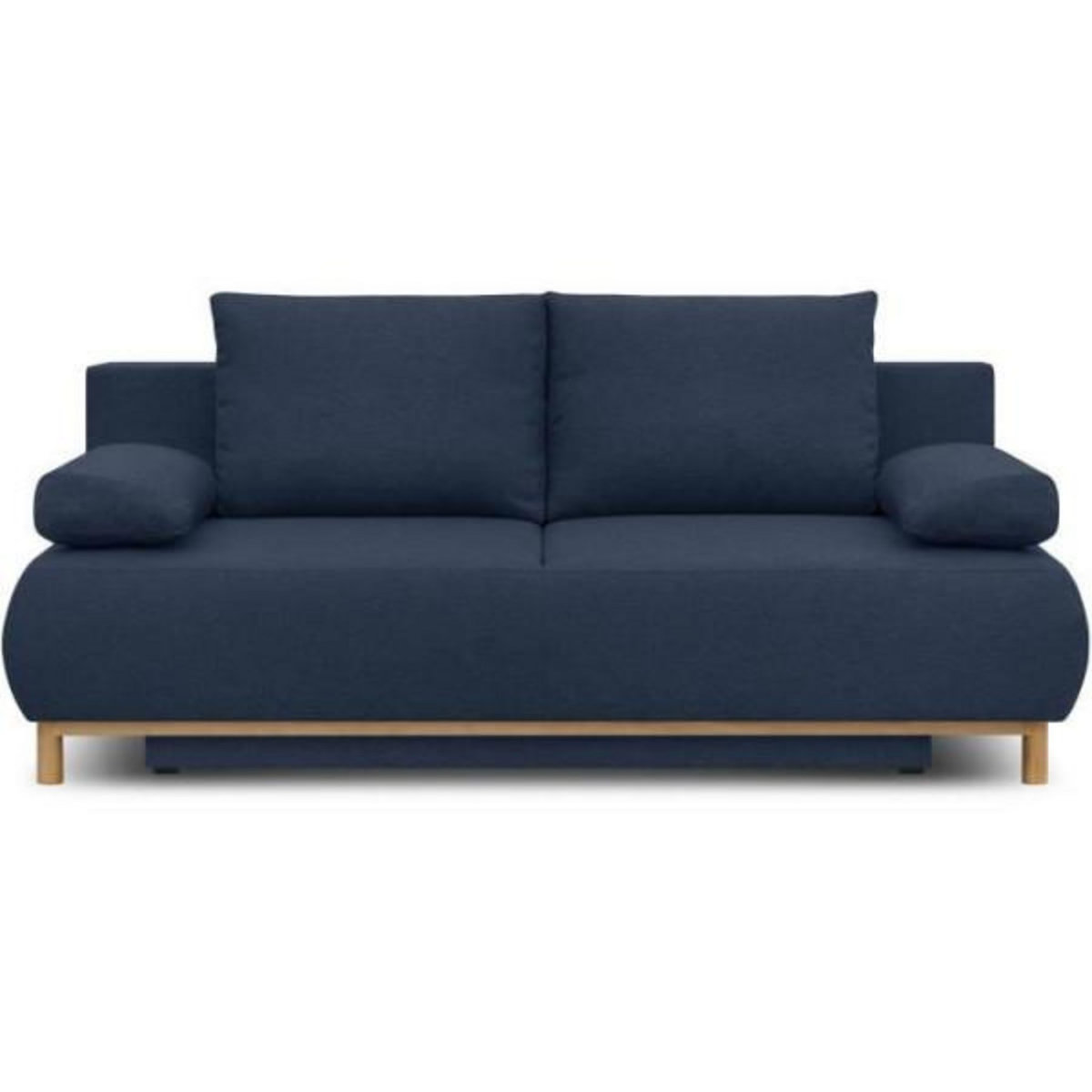 MARKET24 Banquette convertible 3 places MIKA - Tissu bleu foncé - Coffre de rangement - L 192 x H 84 x P 93 cm