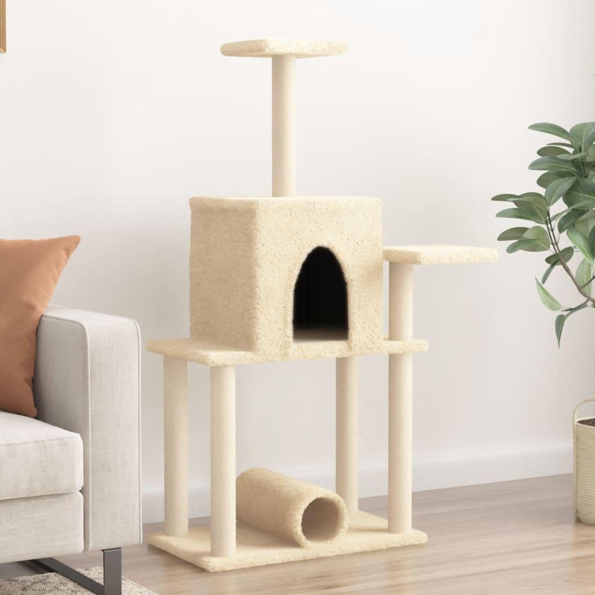 VIDAXL Arbre a chat avec griffoirs en sisal creme 122 cm