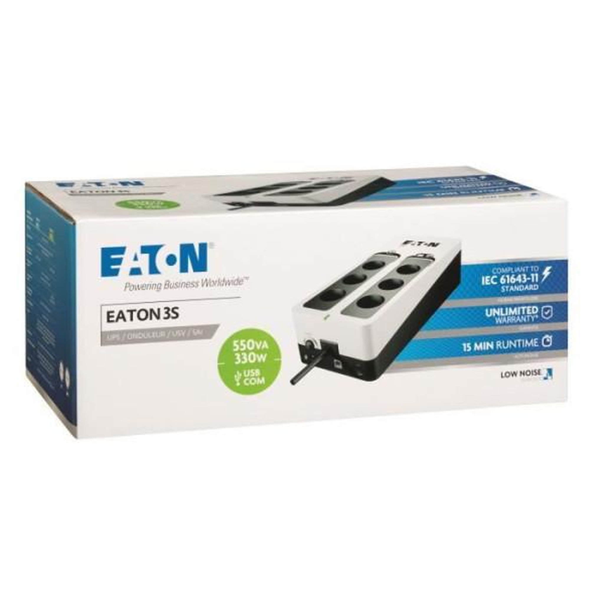 Voir la diapositive 3 : Eaton Onduleur Eaton ONDULEUR - Off-line UPS - 3S550F - 550VA (6 prises FR)