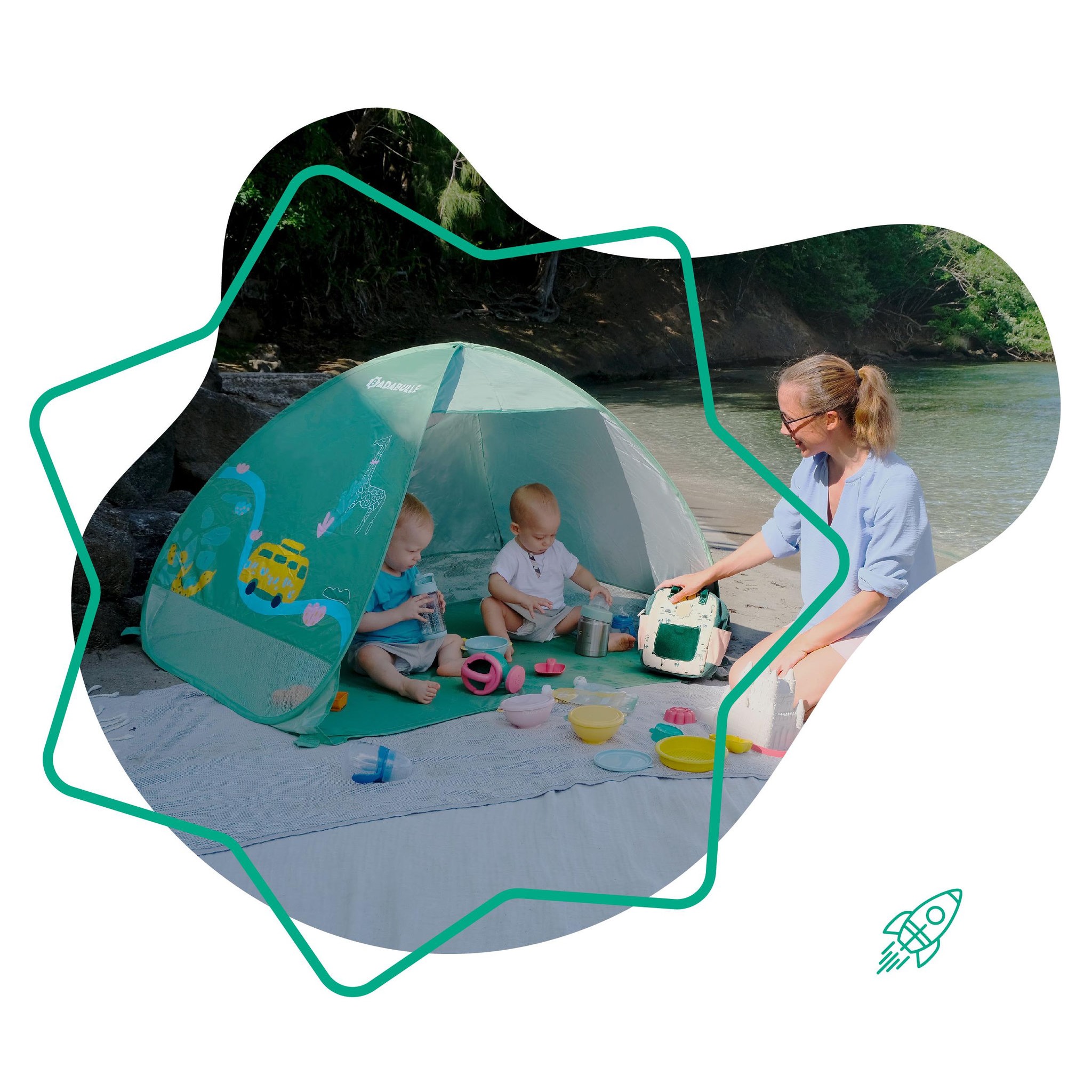 Voir la diapositive 2 : BADABULLE Tente anti-uv pour enfant badabulle - système pop-up - protection fps 50+