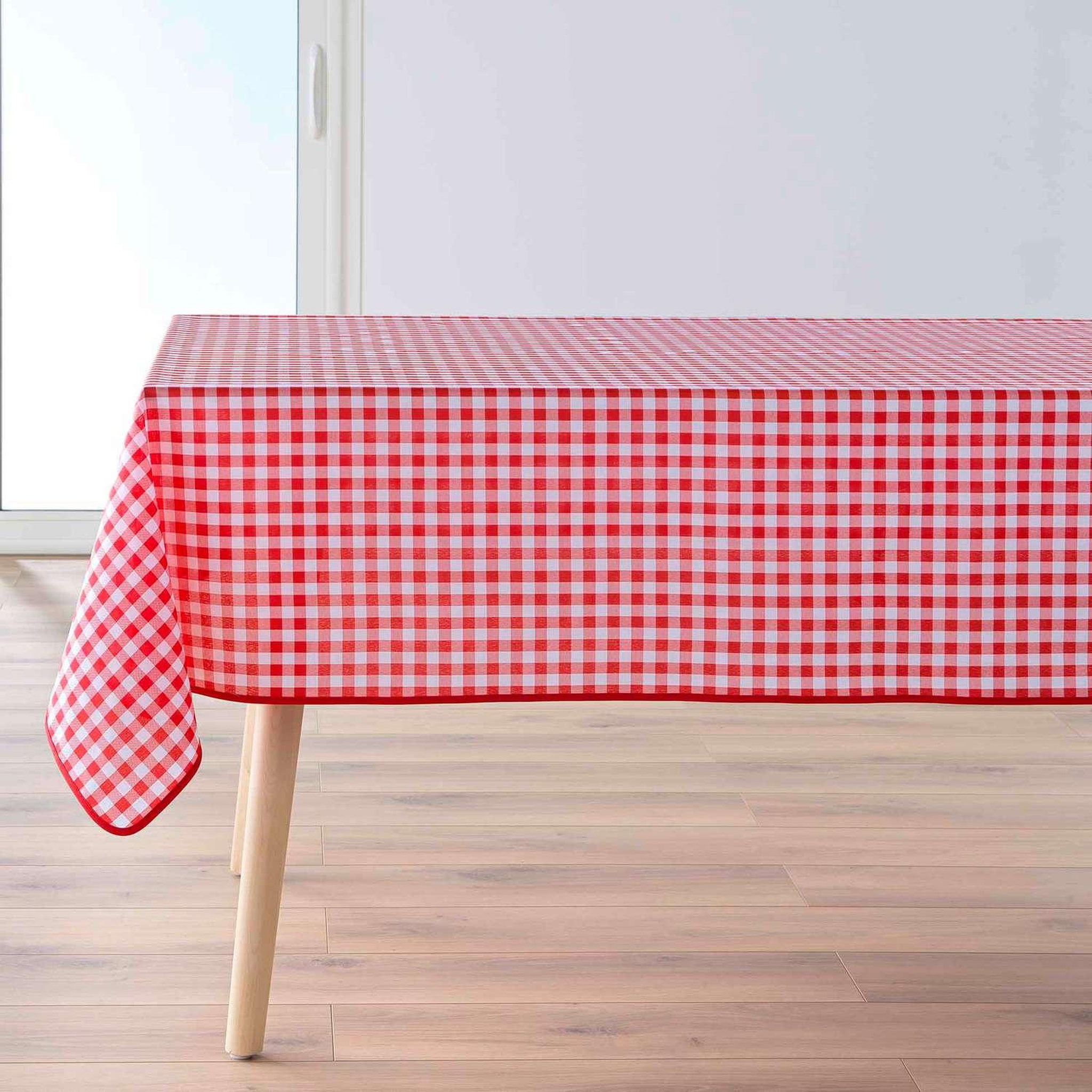 Voir la diapositive 4 : Douceur d'Intérieur Nappe rectangulaire antitache Vichy - L. 150 x l. 240 cm - Rouge