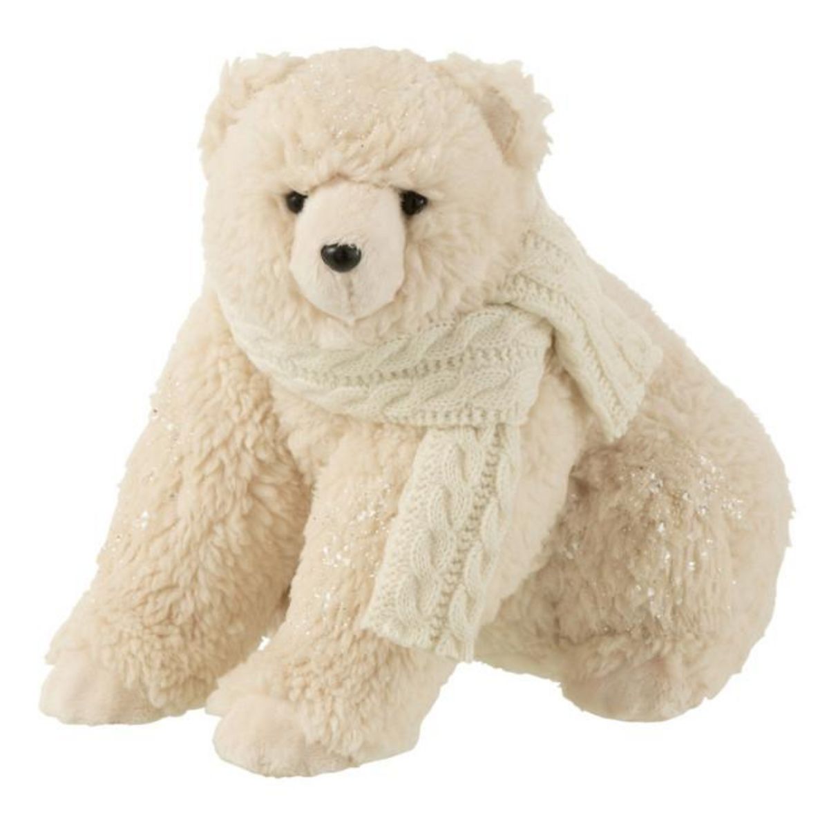 Paris Prix Statuette Déco  Ours Polaire Assis  26cm Écru