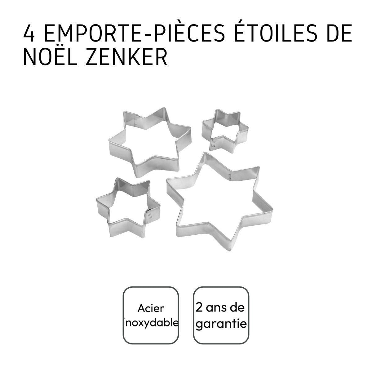 ZENKER Lot de 4 emporte-pièces de Noël en forme d'étoiles Zenker Emporte-pièces