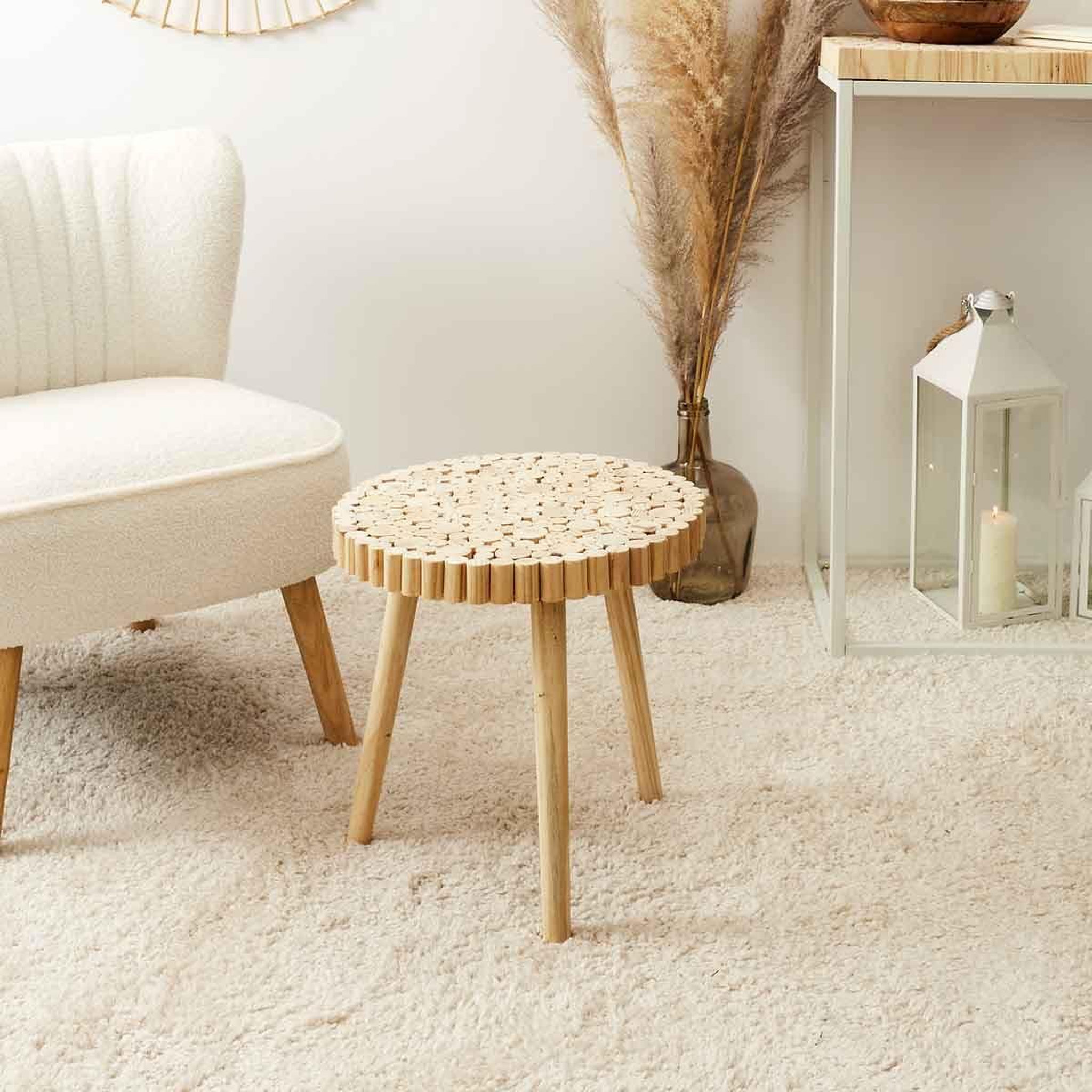 Voir la diapositive 3 : The Home Deco Factory Table basse en bois  rondin  60cm naturel