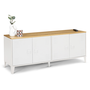 Voir la diapositive 1 : ID MARKET Buffet bas 140 cm ESTER 4 portes métal blanc plateau bois design industriel
