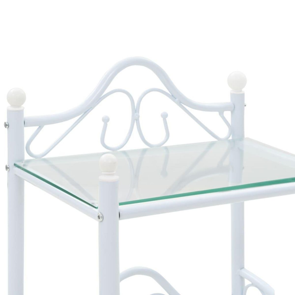 VIDAXL Table de chevet Acier et verre trempe 45 x 30,5 x 60 cm Blanc