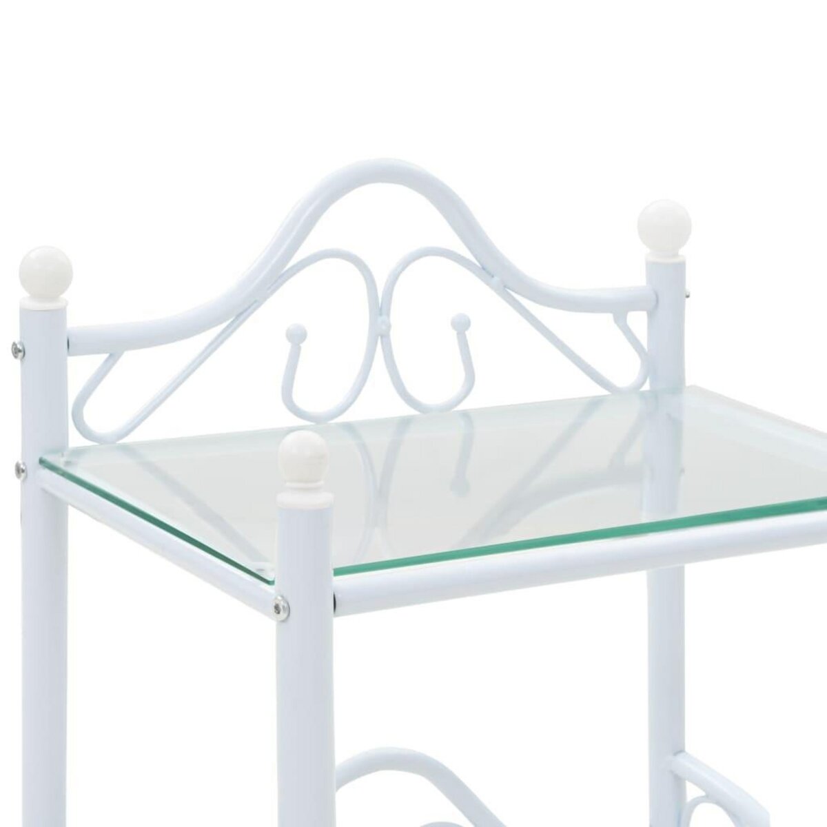 VIDAXL Table de chevet Acier et verre trempe 45 x 30,5 x 60 cm Blanc