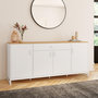 Voir la diapositive 2 : ID MARKET Buffet 180 cm WASHINGTON XXL 4 portes et 1 tiroir bois et blanc