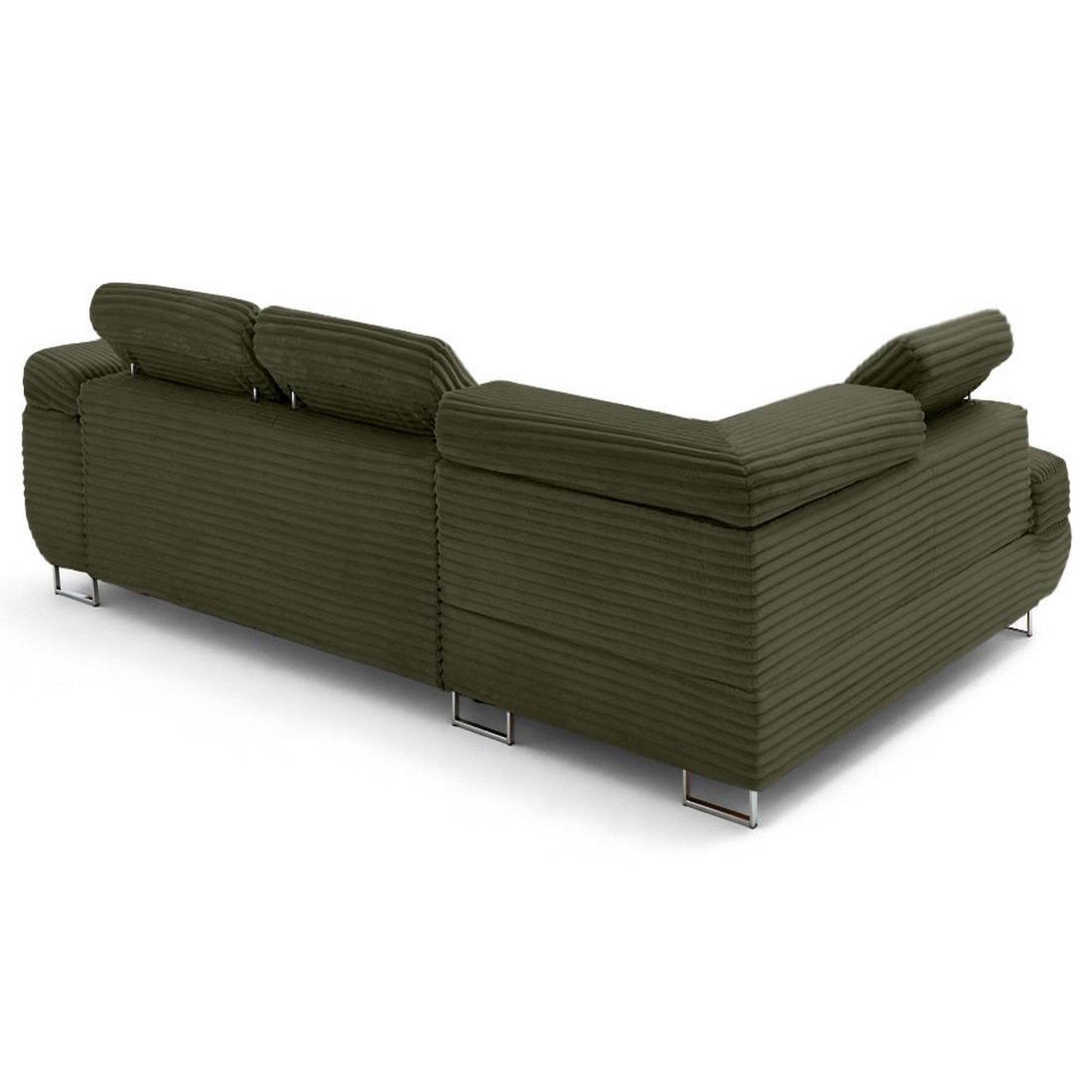 Voir la diapositive 4 : LISA DESIGN Zaria - canapé d'angle gauche 5 places convertible avec coffre et têtières en velours côtelé grosses côtes