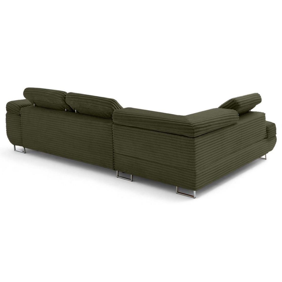 LISA DESIGN Zaria - canapé d'angle gauche 5 places convertible avec coffre et têtières en velours côtelé grosses côtes