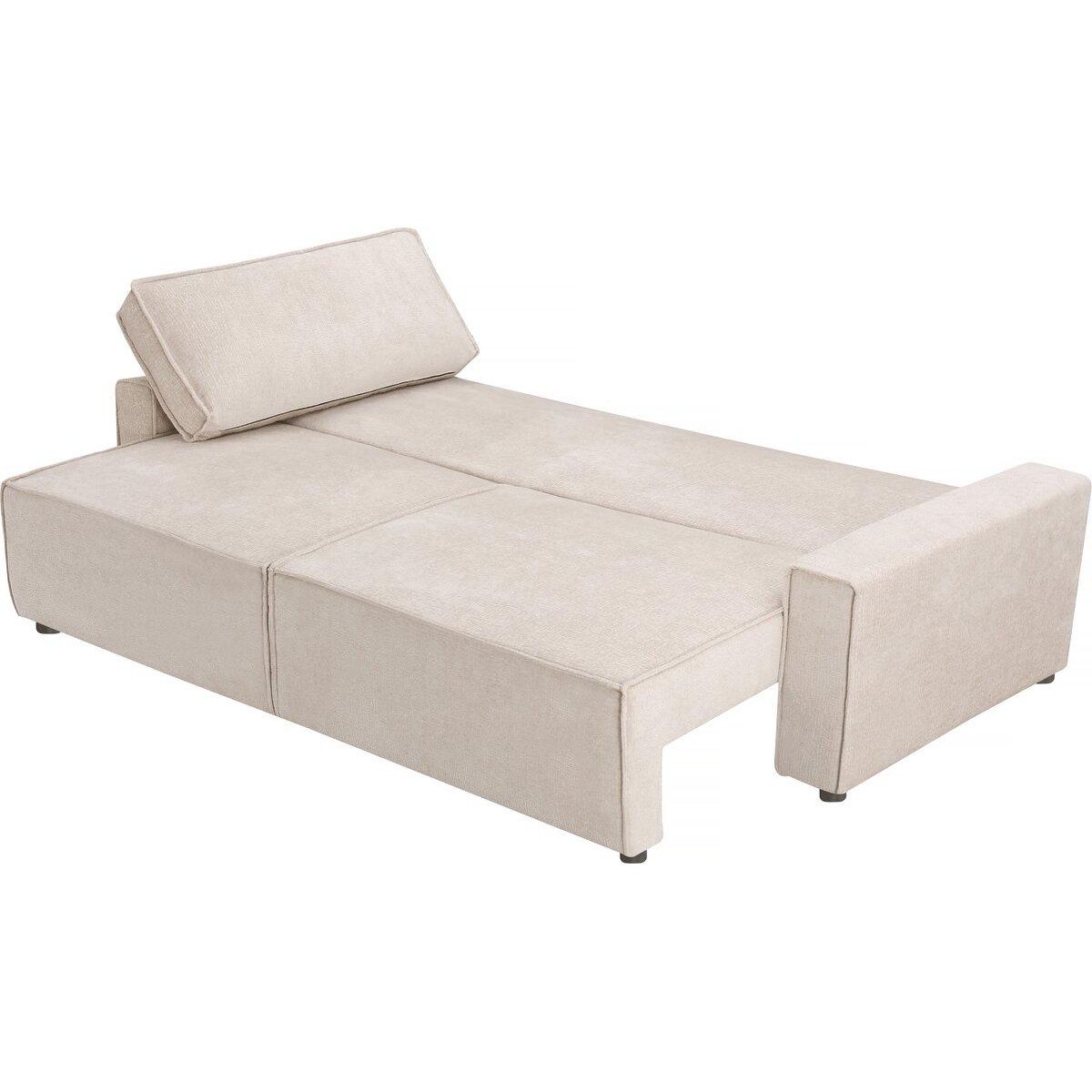 Habitat et Jardin Canapé droit convertible en tissu chenille  Montaigne  - 3 places -  Beige