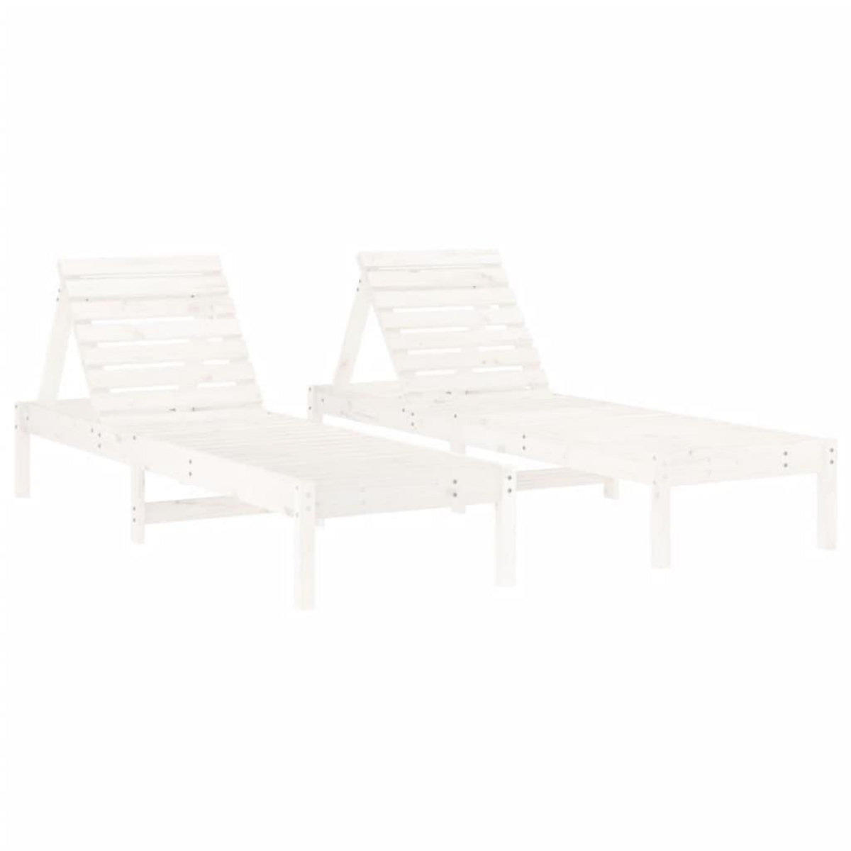 VIDAXL Chaises longues lot de 2 blanc 199,5x60x74cm bois massif de pin