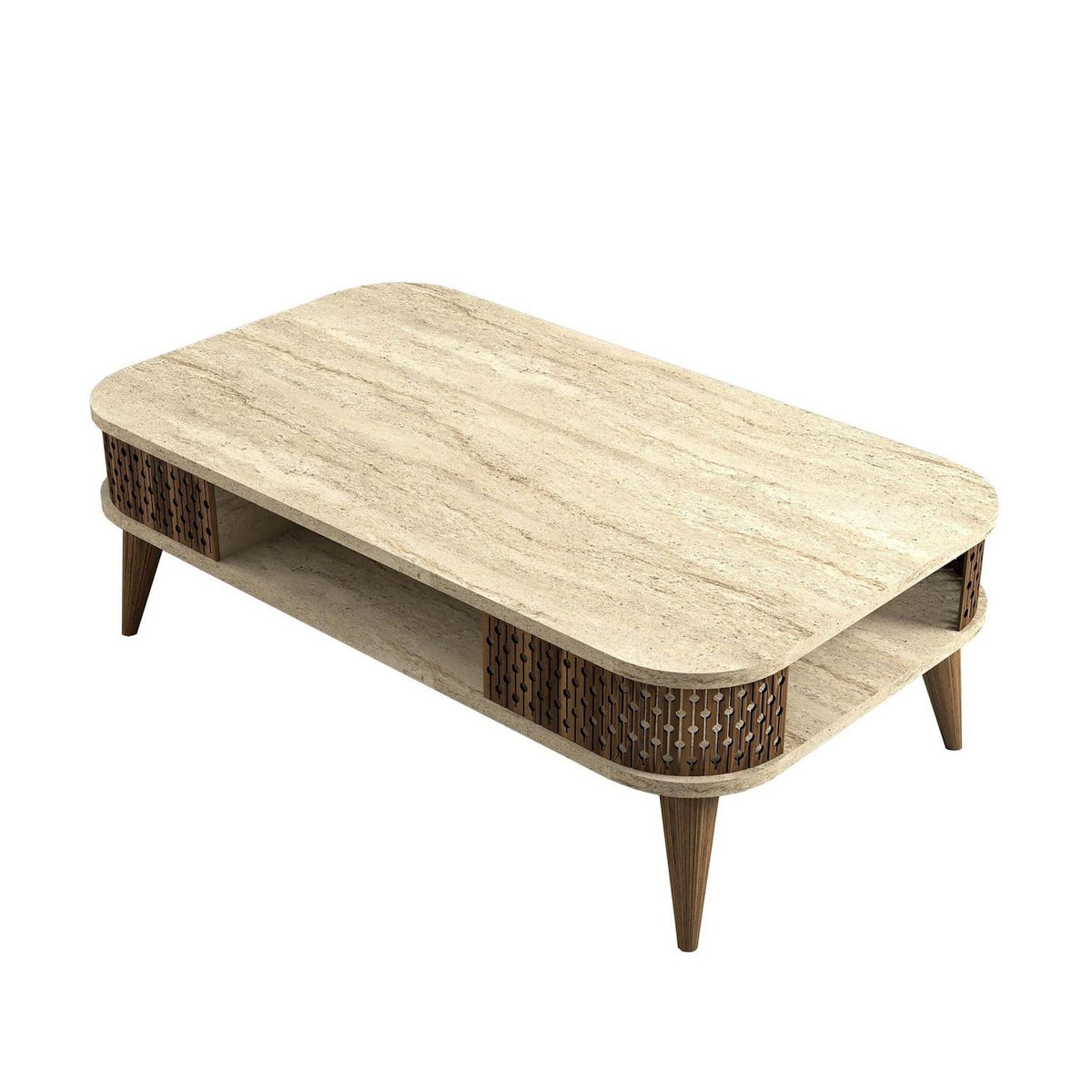 Habitat et Jardin Table basse en bois  Eylul  - 105 x 60 x 35 cm - Travertin