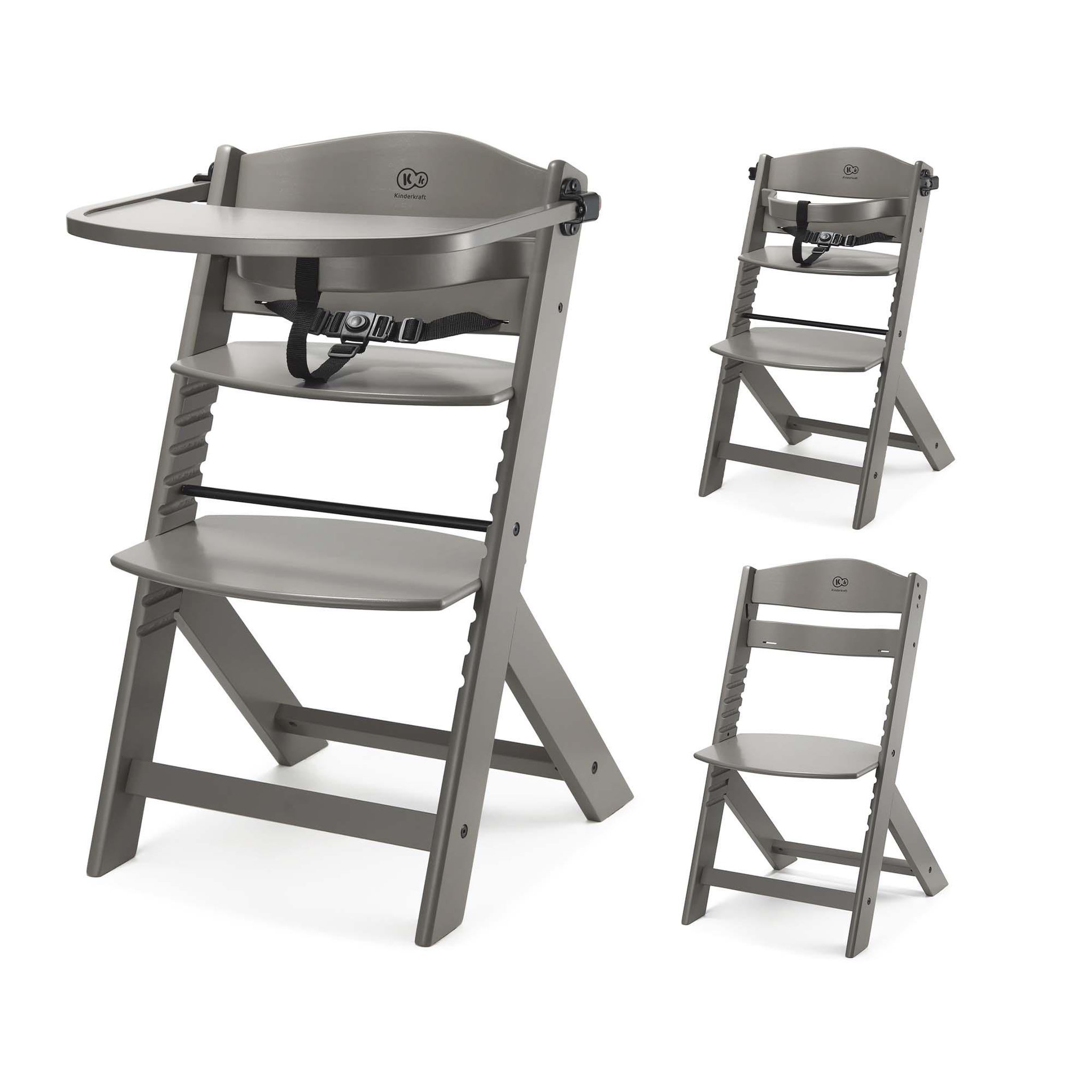Voir la diapositive 1 : KINDERKRAFT Chaise haute bois 3 en 1 reglable avec harnais