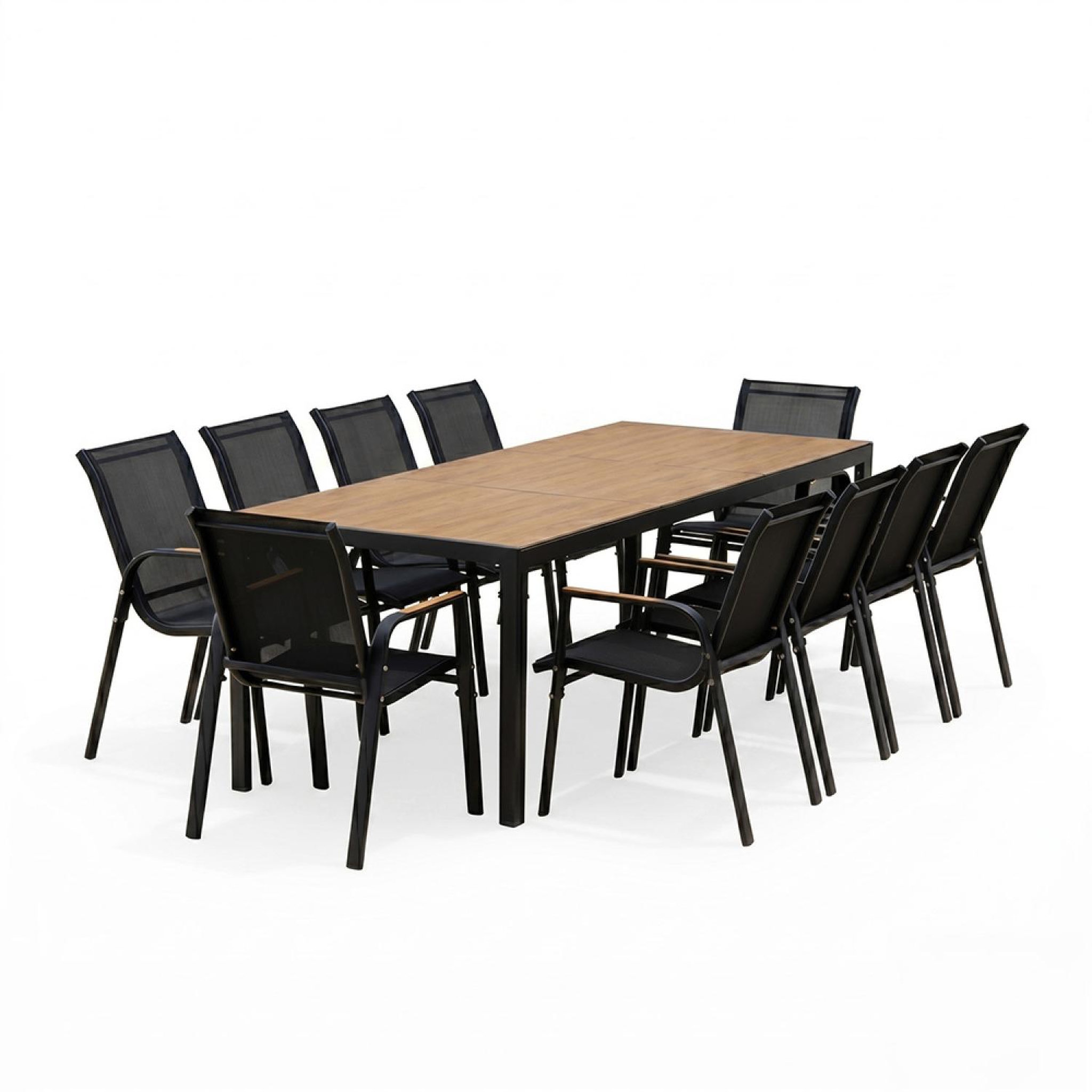 CONCEPT USINE Salon de jardin 10 places avec table 240cm effet bois esperance