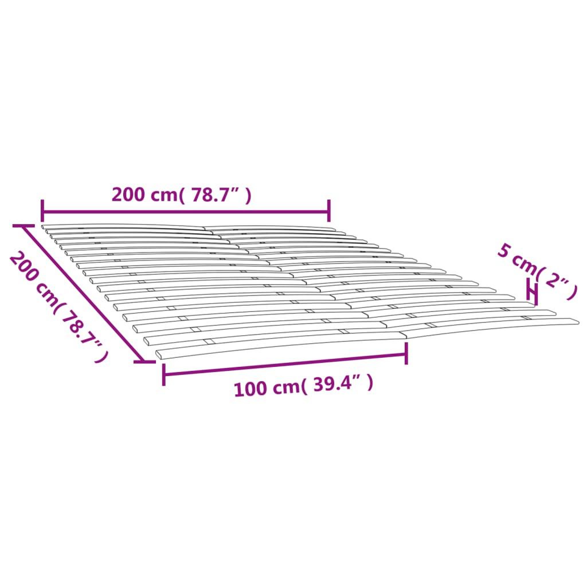 Voir la diapositive 6 : VIDAXL Sommiers a lattes avec 34 lattes 2 pcs 100x200 cm