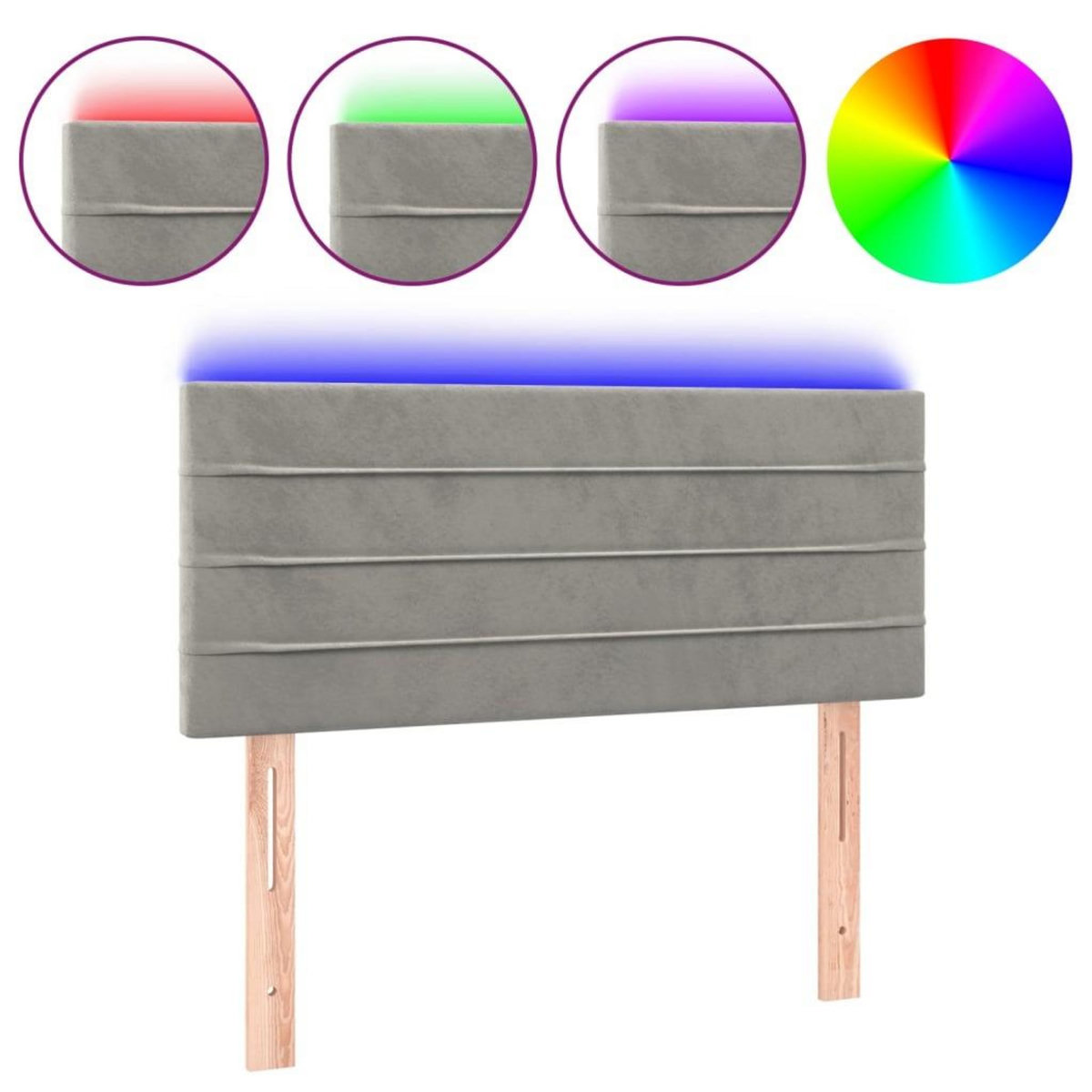 VIDAXL Tete de lit a LED Gris clair 80x5x78/88 cm Velours