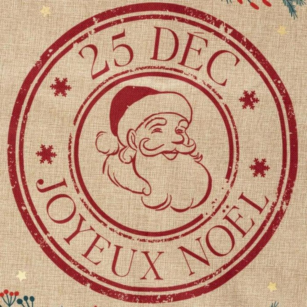 ATMOSPHERA Hotte de Noël Imprimée  Soir 70cm Beige & Rouge