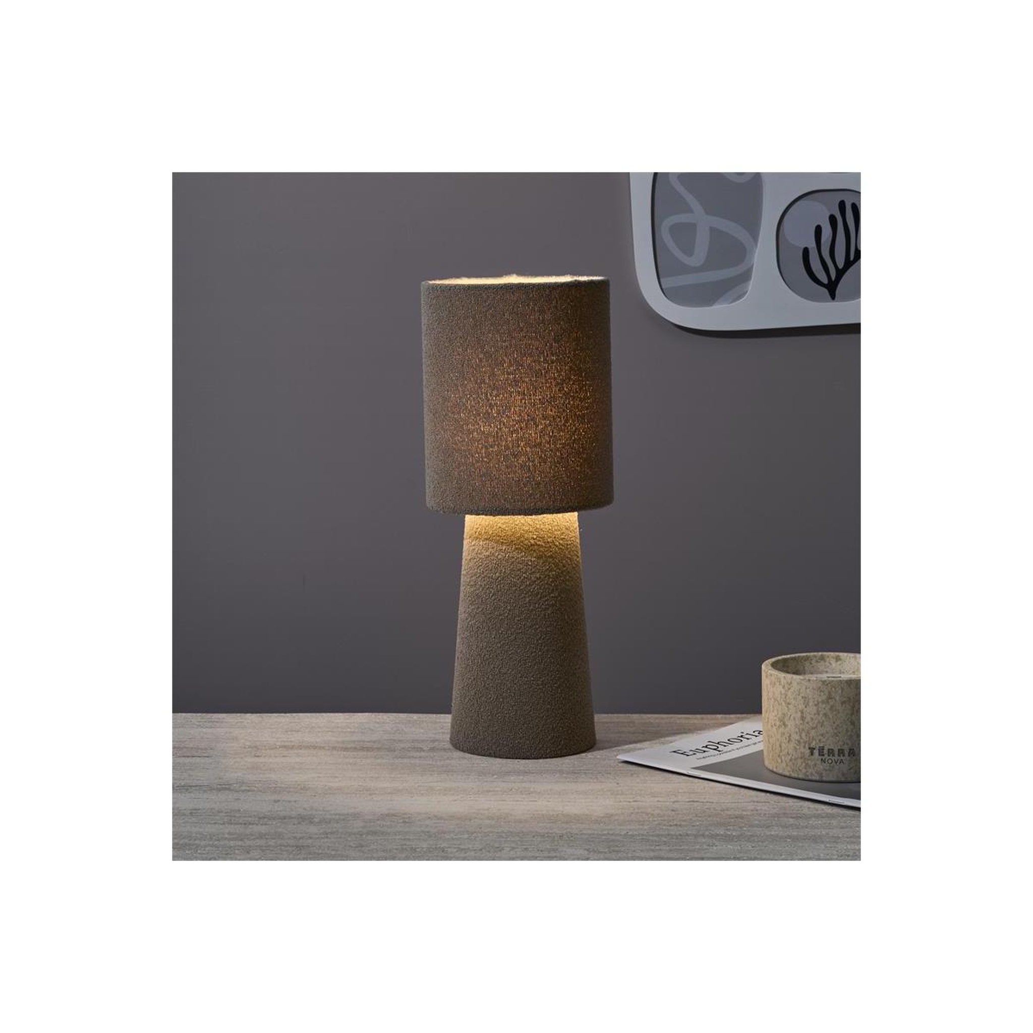 Voir la diapositive 3 : The Home Deco Factory Lampe à Poser Bouclette  Angye  38cm Taupe