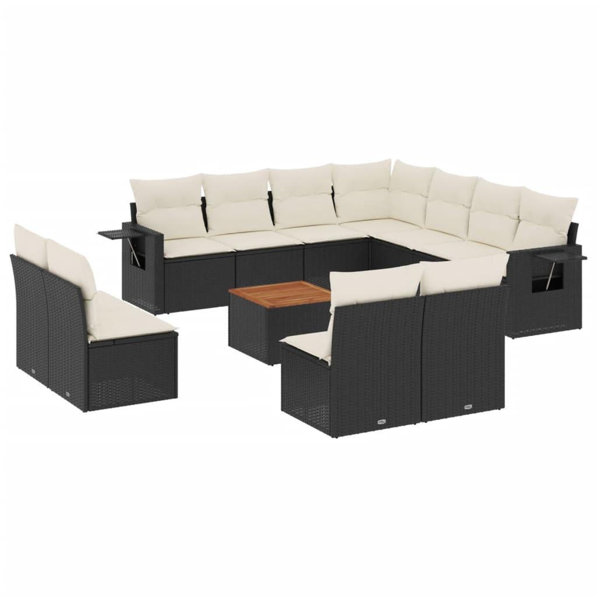 Voir la diapositive 2 : VIDAXL Salon de jardin 12 pcs avec coussins noir resine tressee