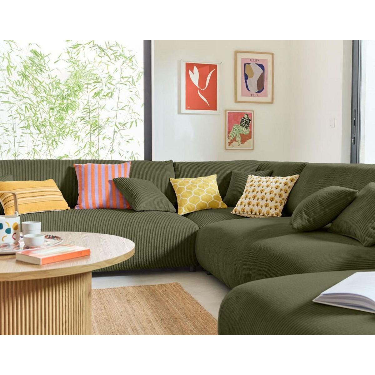 LISA DESIGN Garance - canapé modulable d'angle gauche - 8 places - en velours côtelé