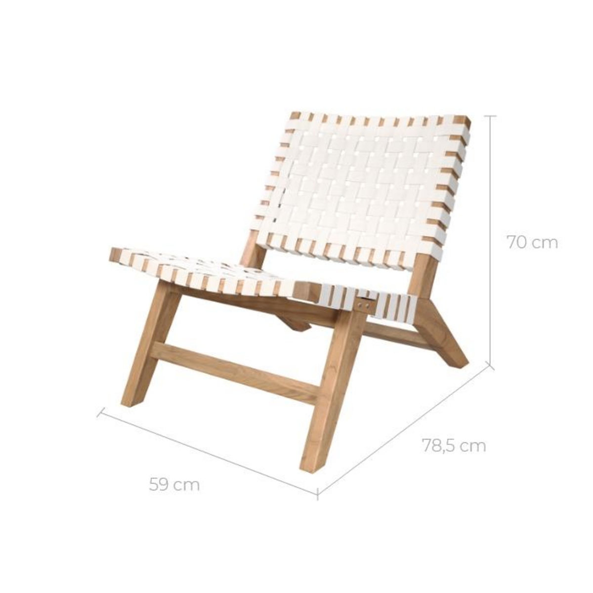 Rendez vous déco Fauteuil de jardin en teck et sangles en tissu noir - Tao