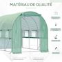 Voir la diapositive 5 : OUTSUNNY Serre de jardin tunnel 6 m² 6 fenêtres porte zippée acier galvanisé PE vert